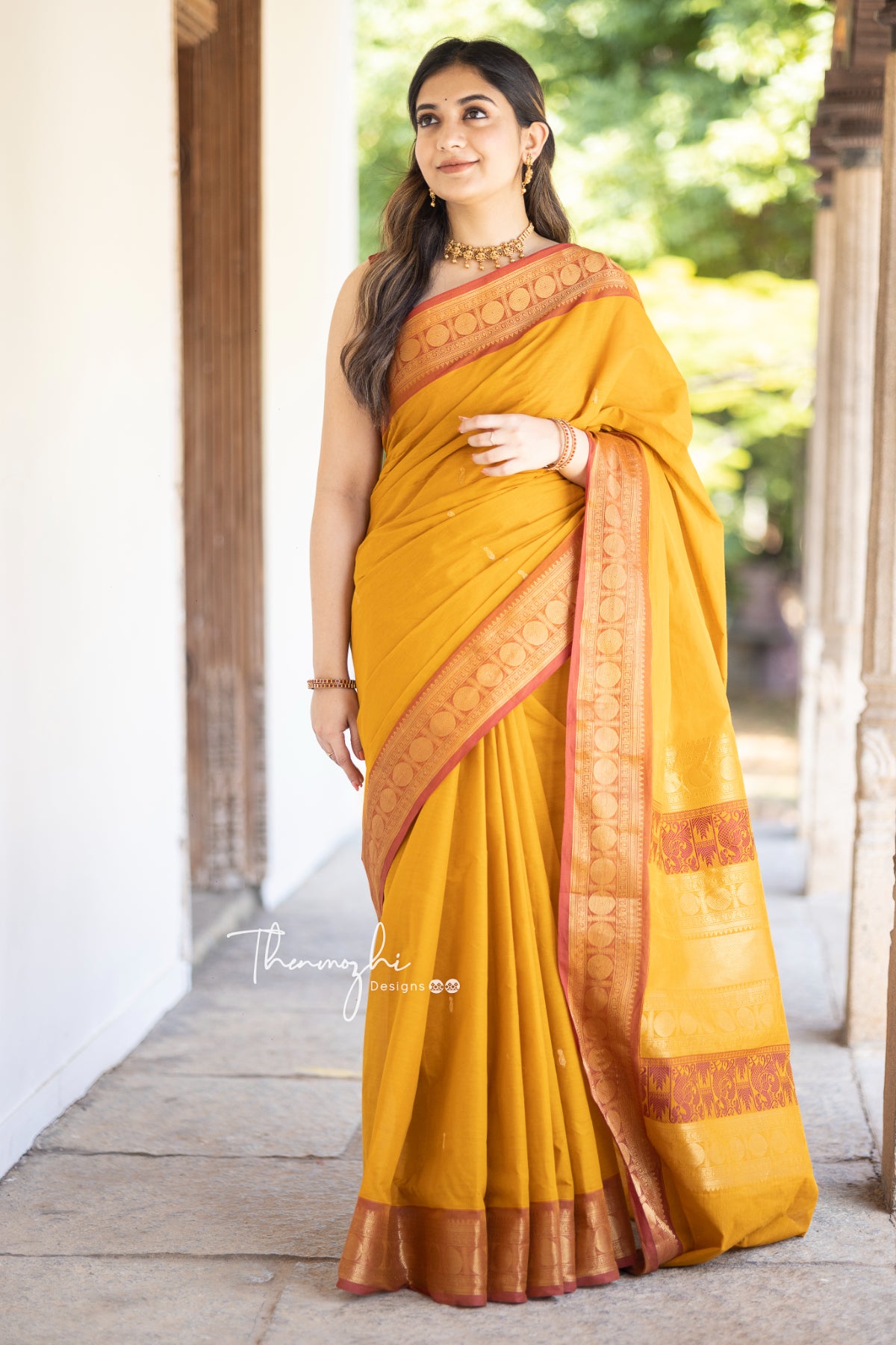 Bamini - Yellow Chettinad Cotton Saree