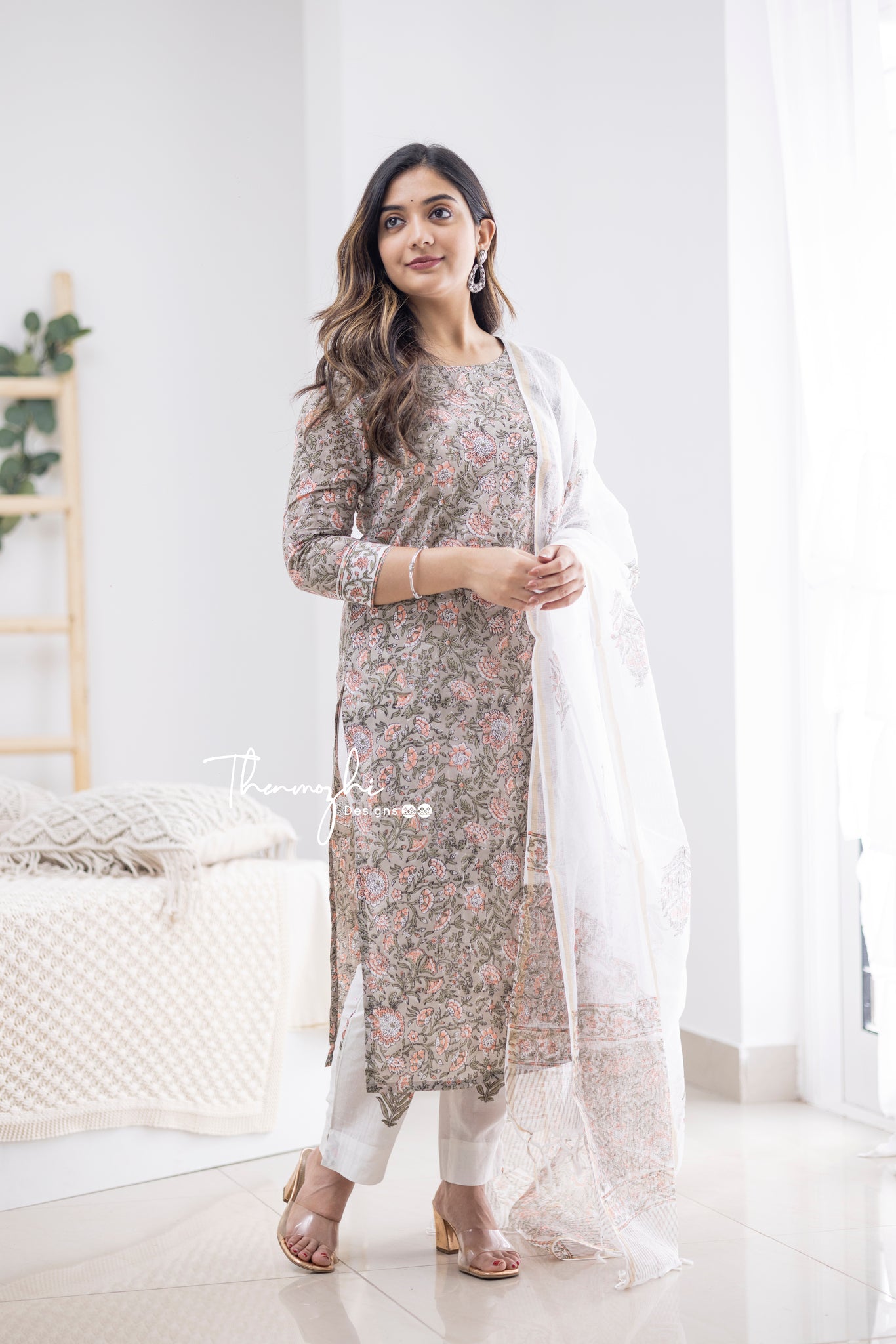 Dia - Grey Cotton Suit Set with Kota Dupatta