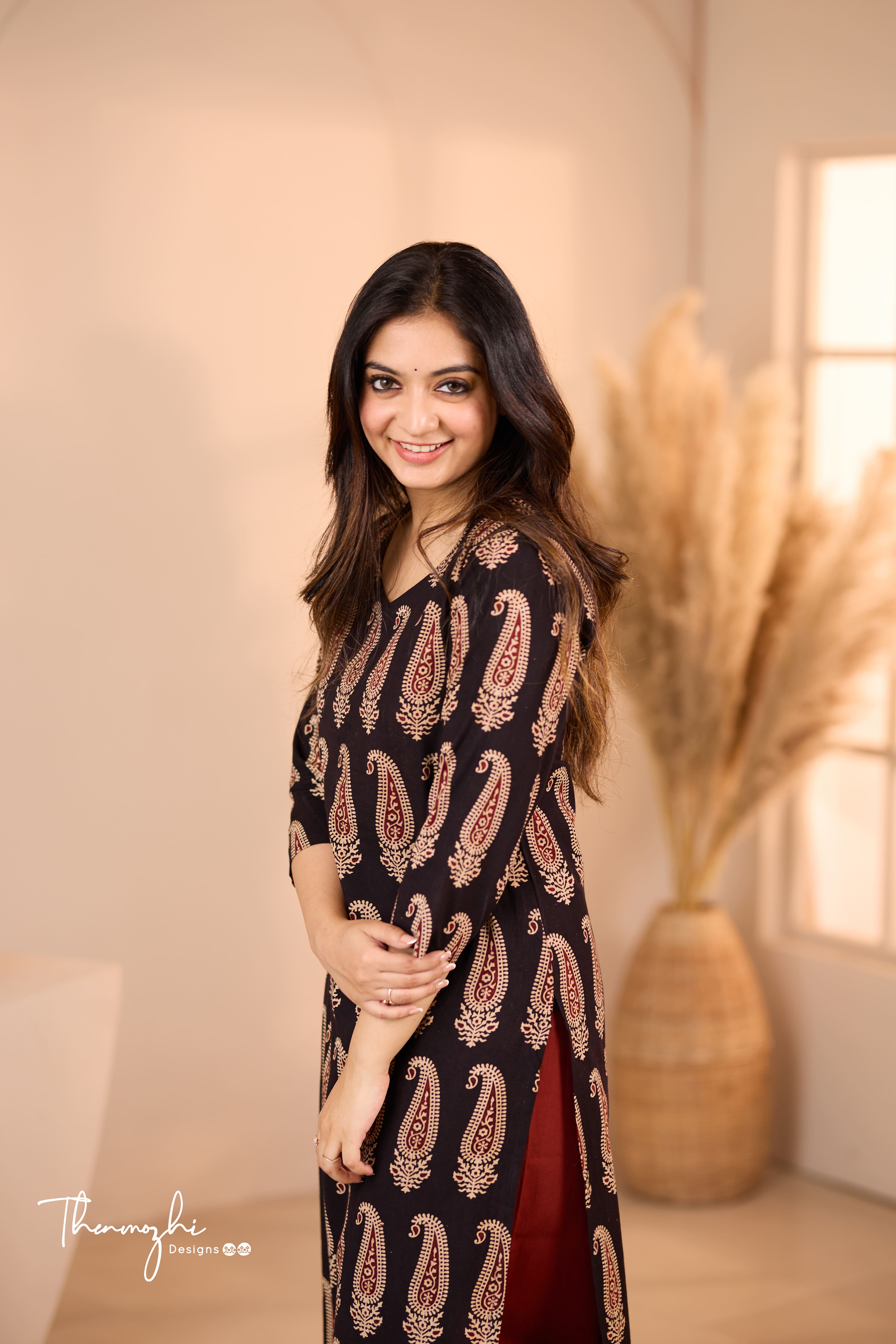 Black Paisley Ajrakh Kurta