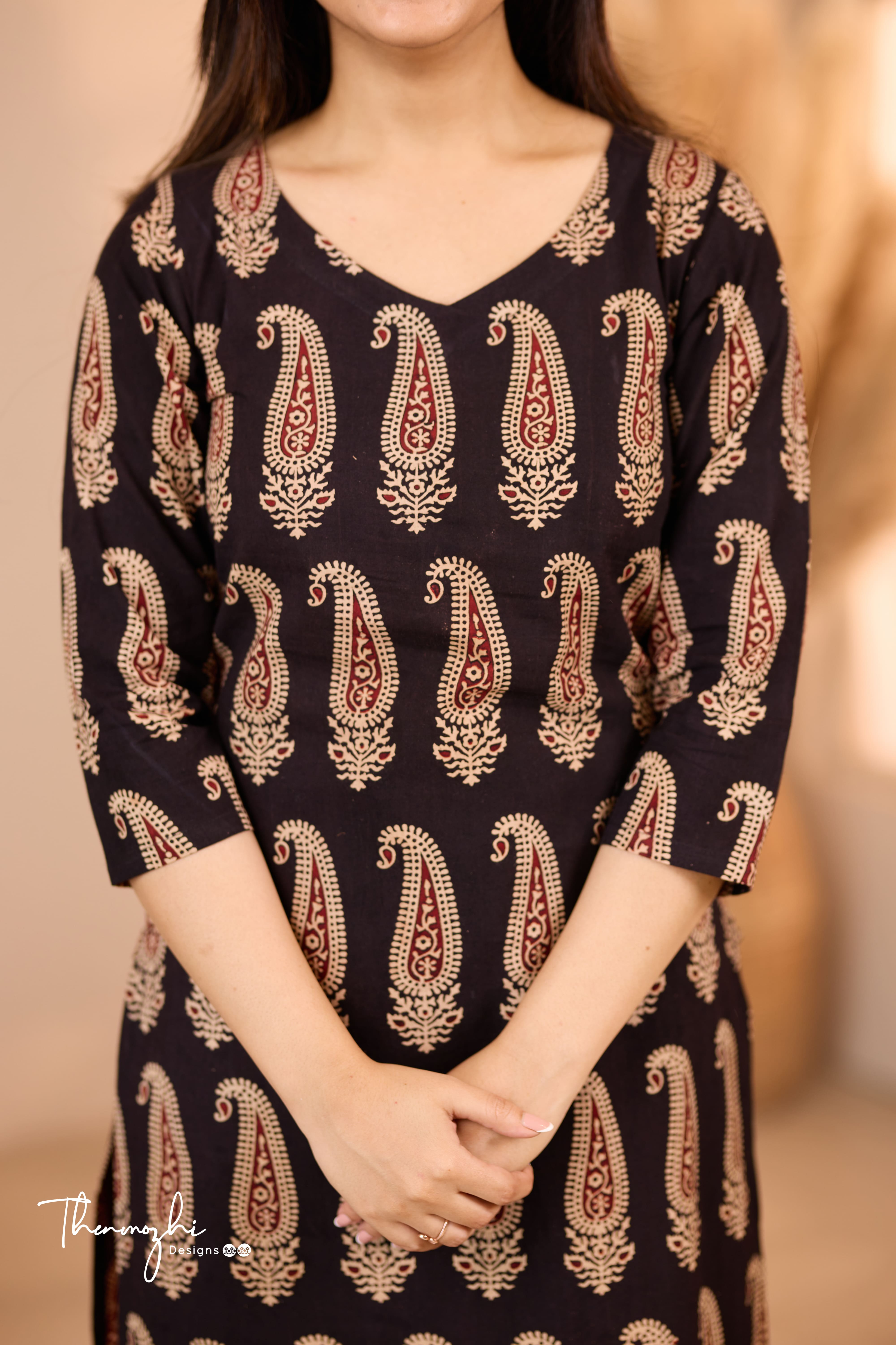 Black Paisley Ajrakh Kurta