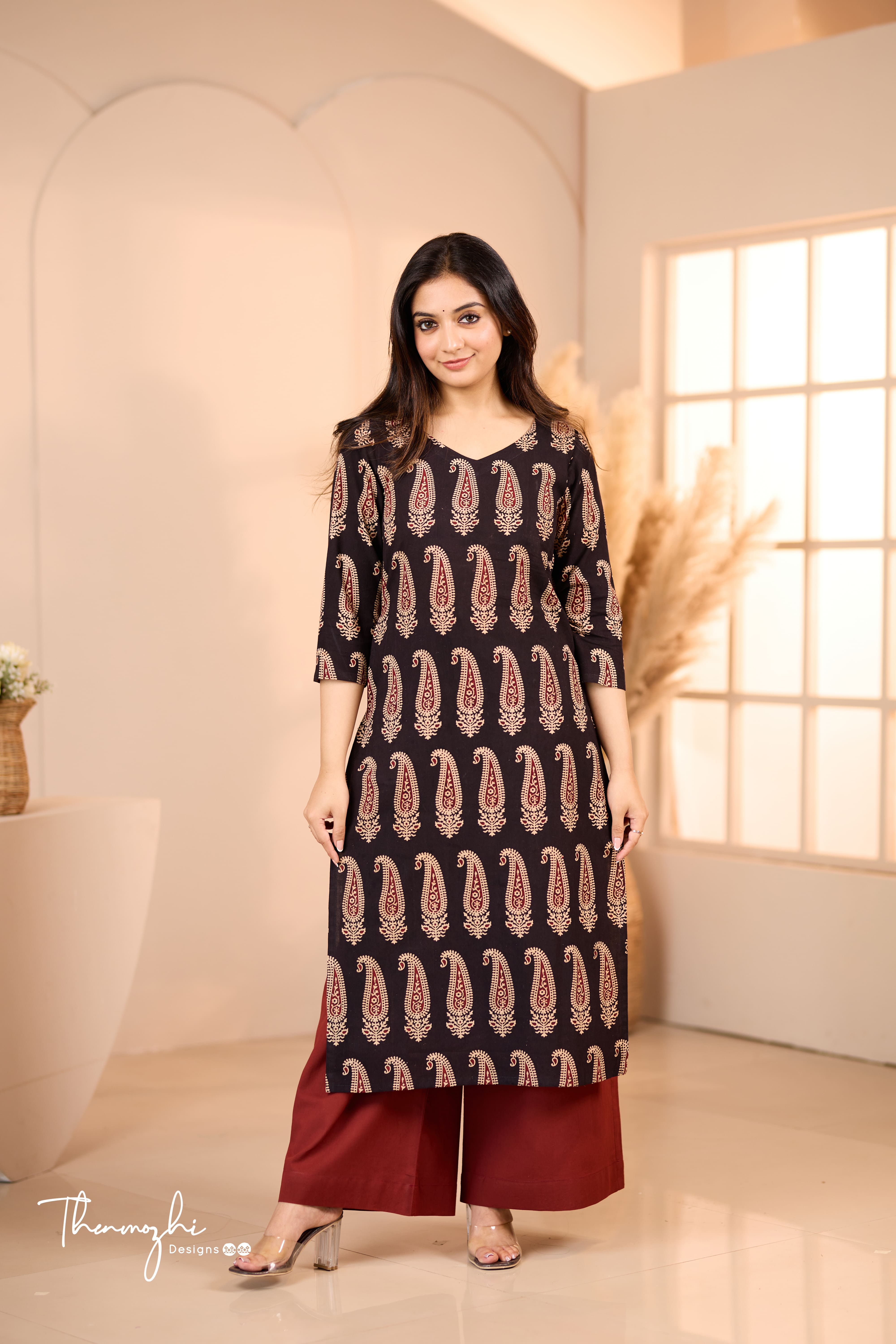 Black Paisley Ajrakh Kurta