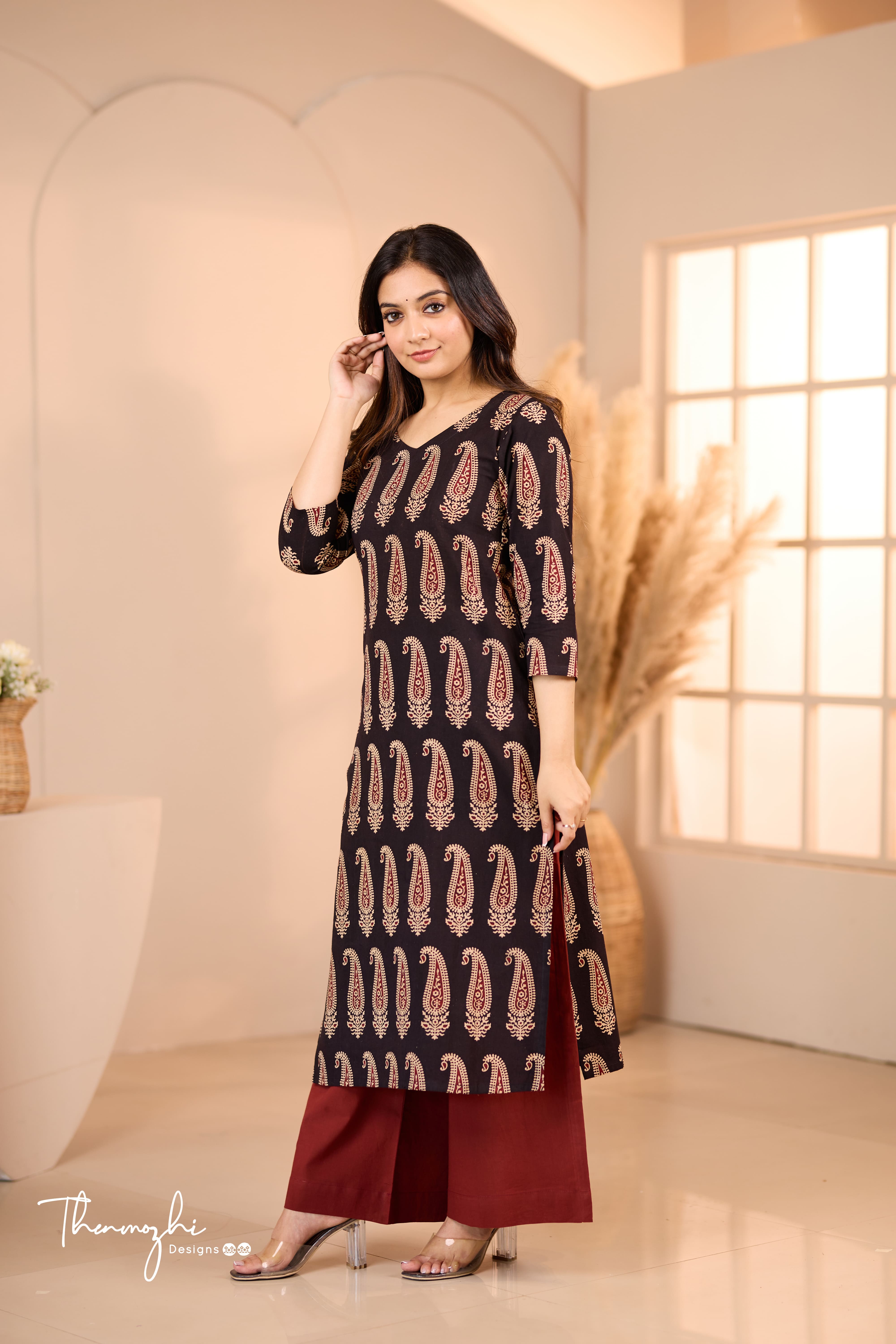 Black Paisley Ajrakh Kurta