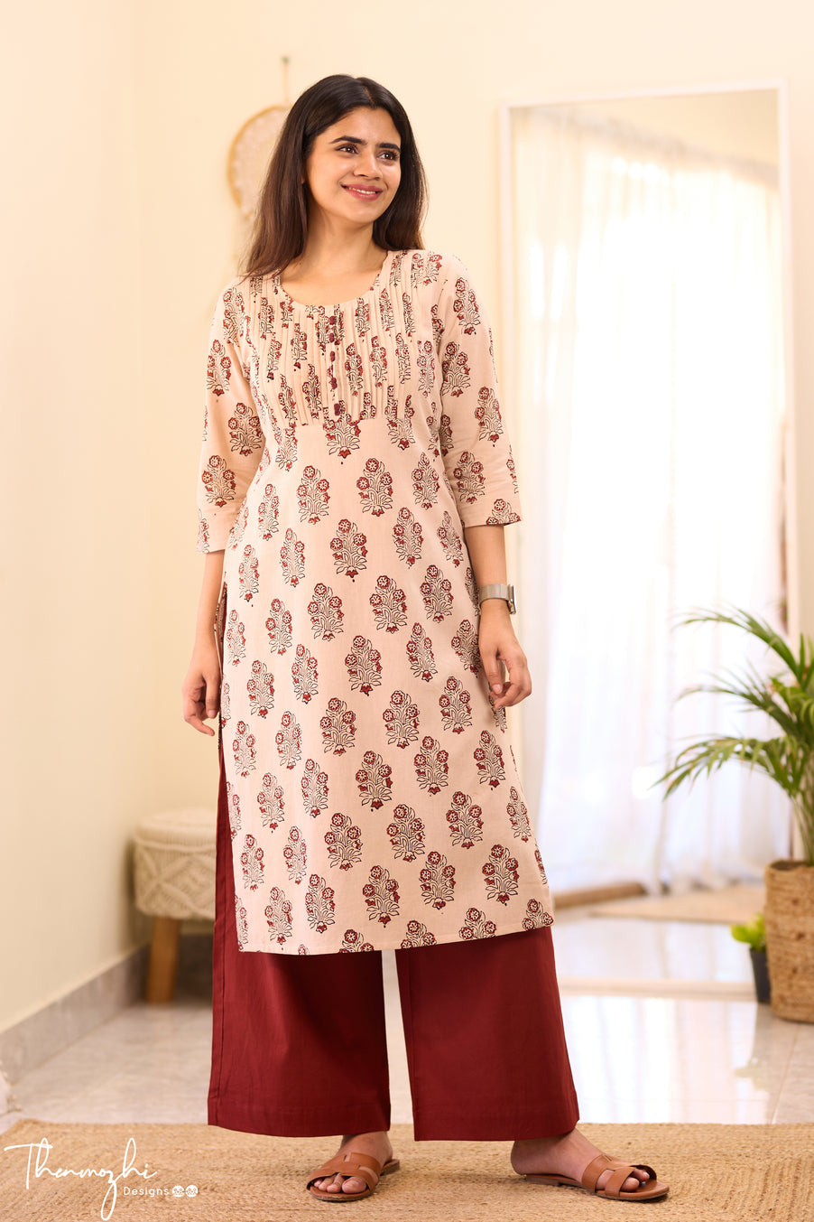 Half White Ajrakh Kurta