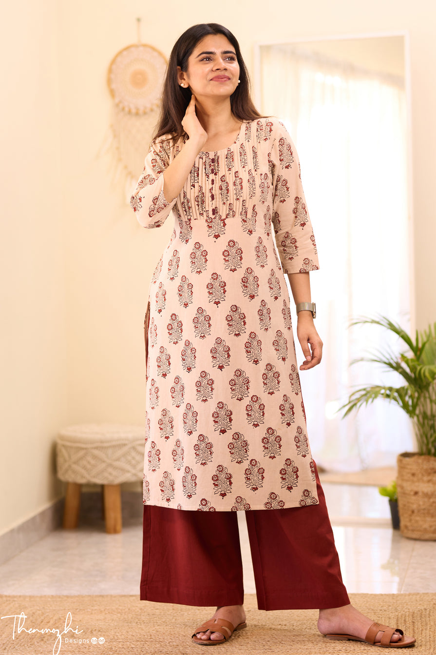 Half White Ajrakh Kurta