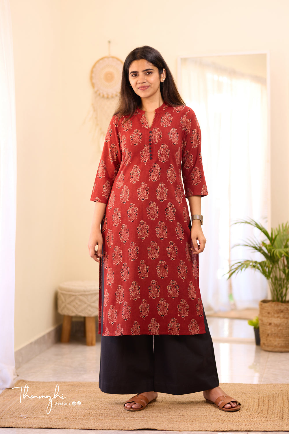 Red Ajrakh Kurta