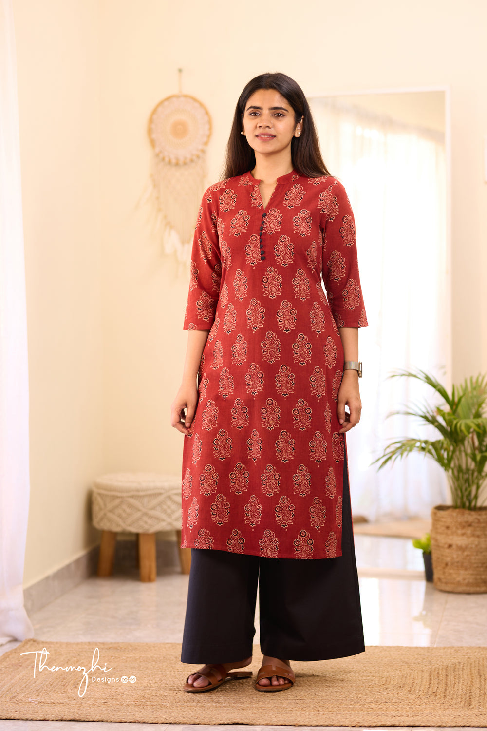Red Ajrakh Kurta
