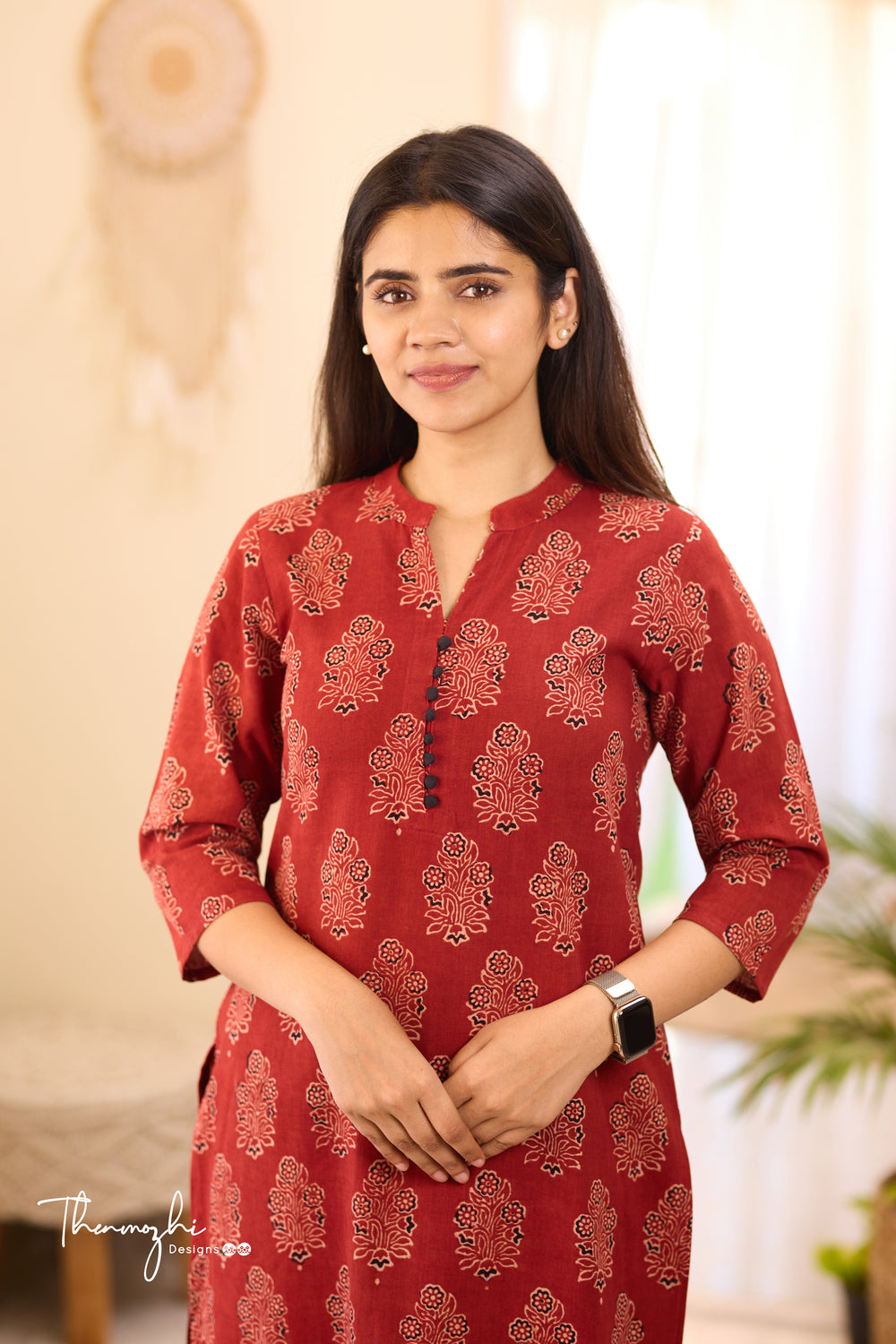 Red Ajrakh Kurta