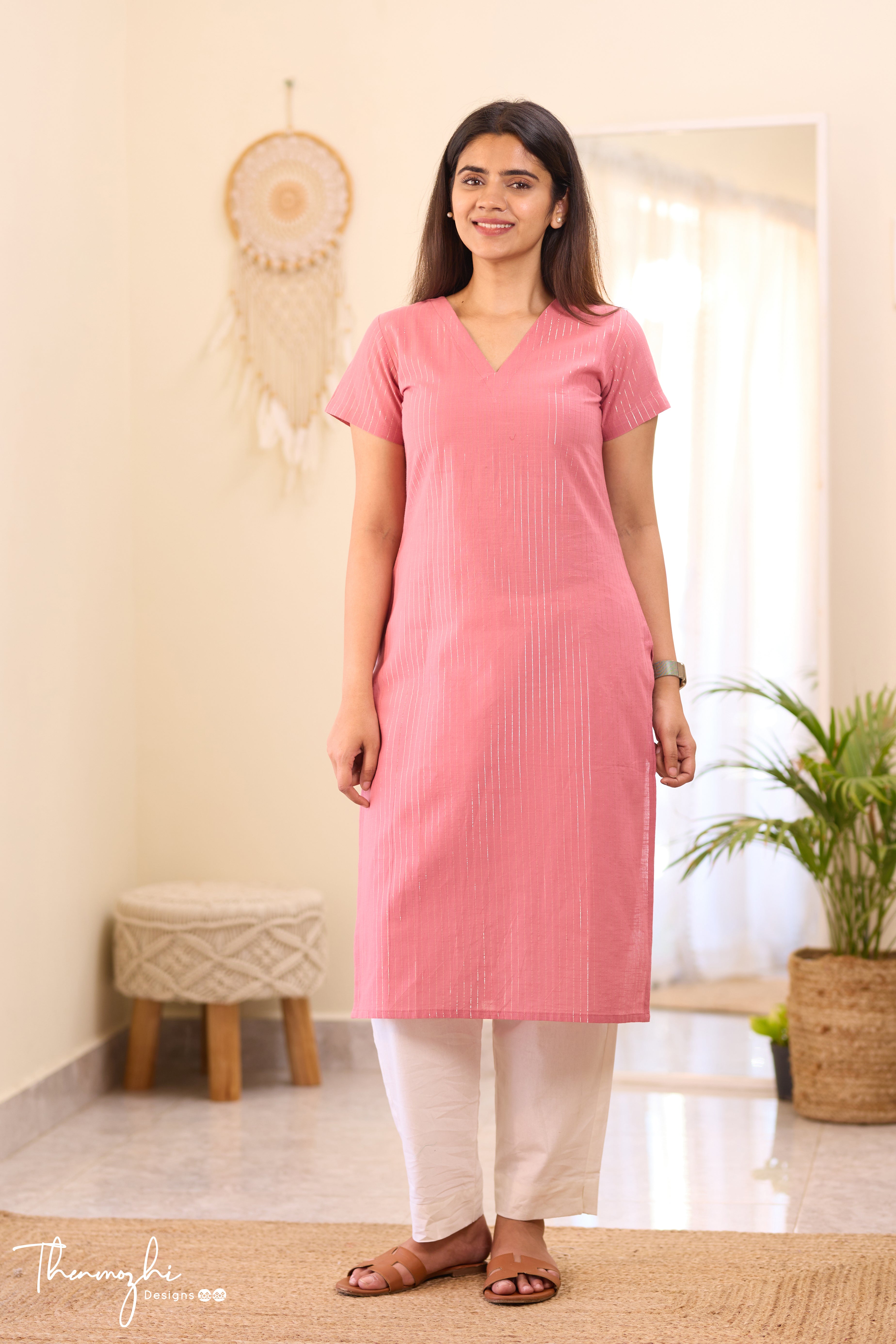 Pink Cotton Kurta