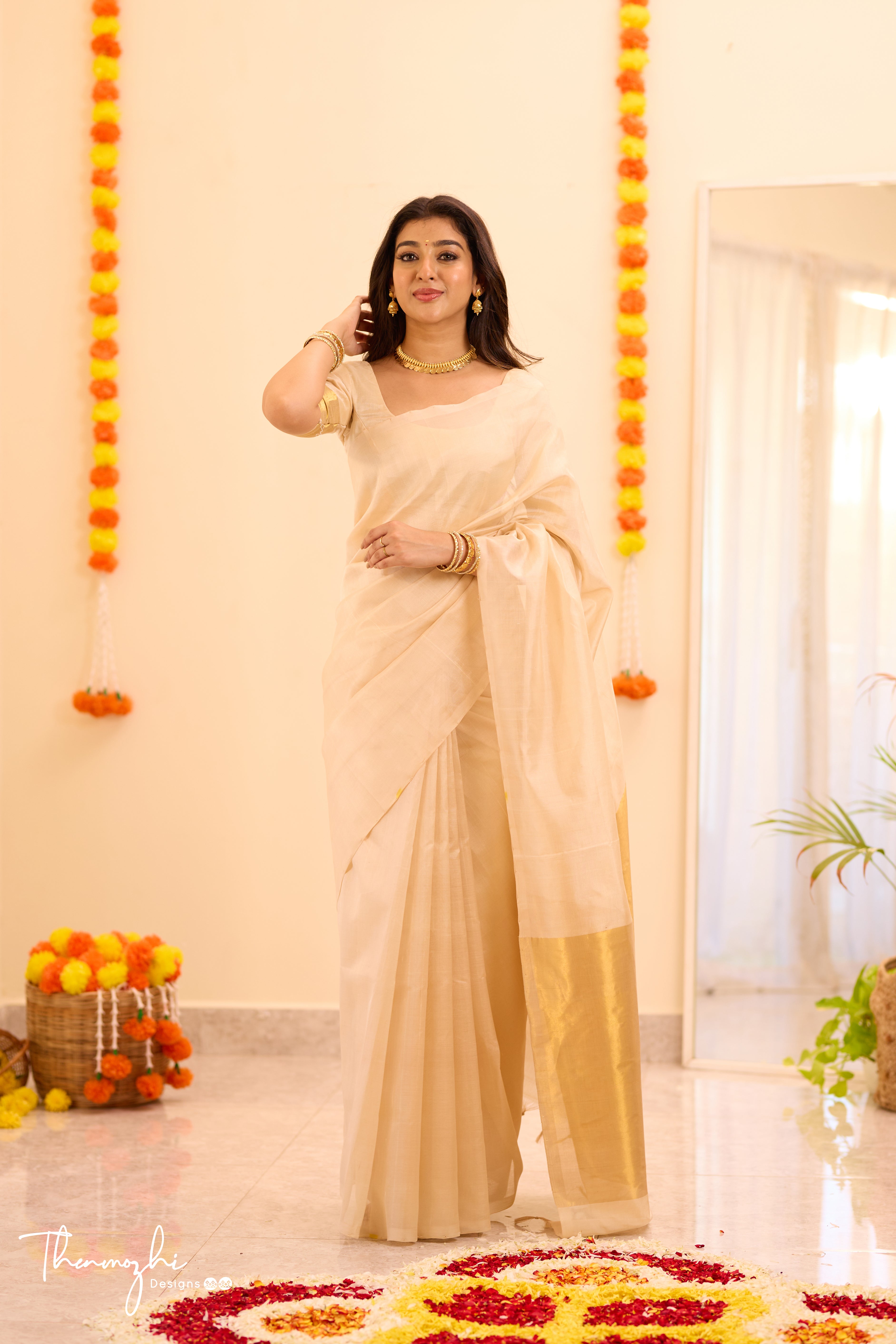 Kanchi Silk Cotton Half White Saree