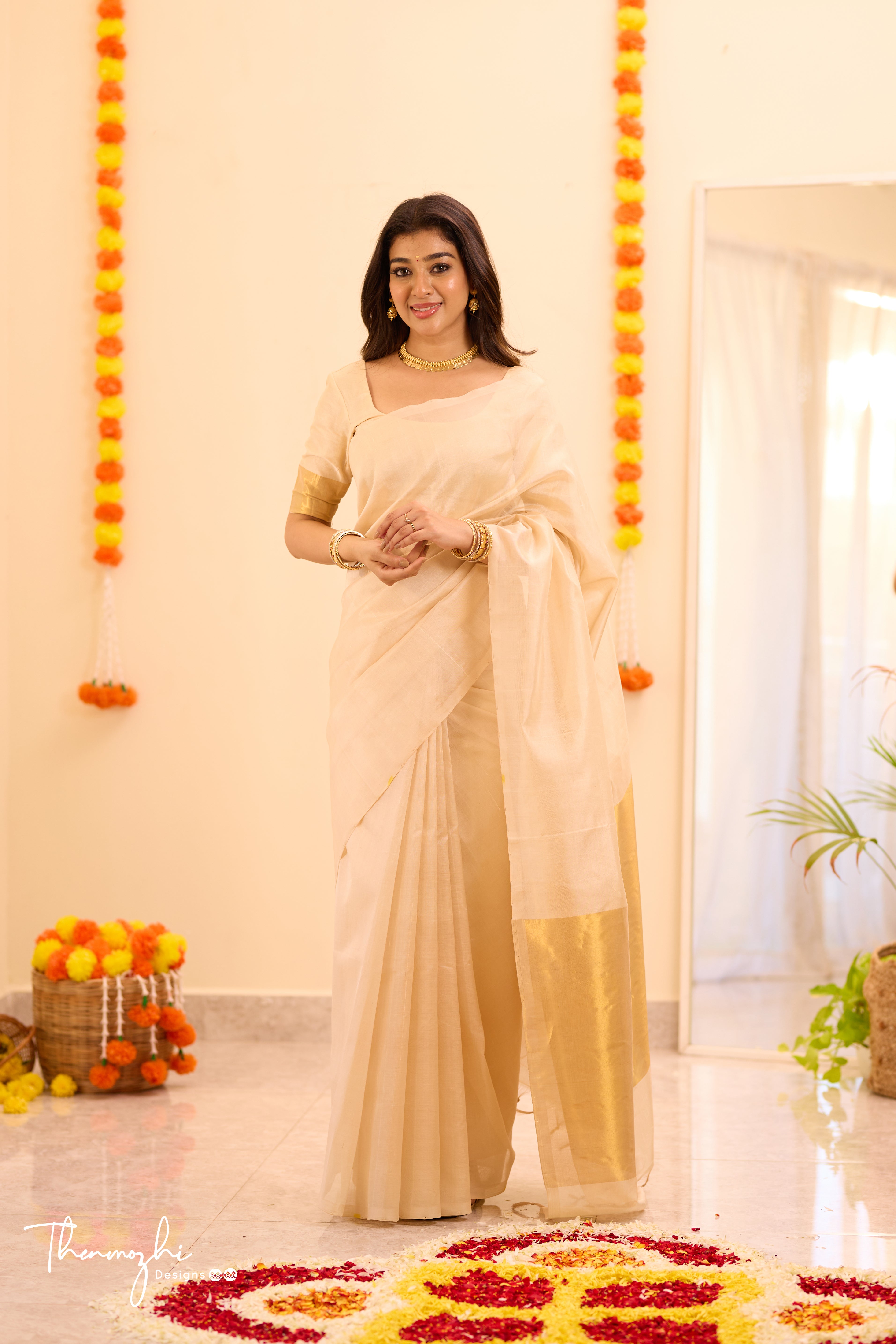 Kanchi Silk Cotton Half White Saree