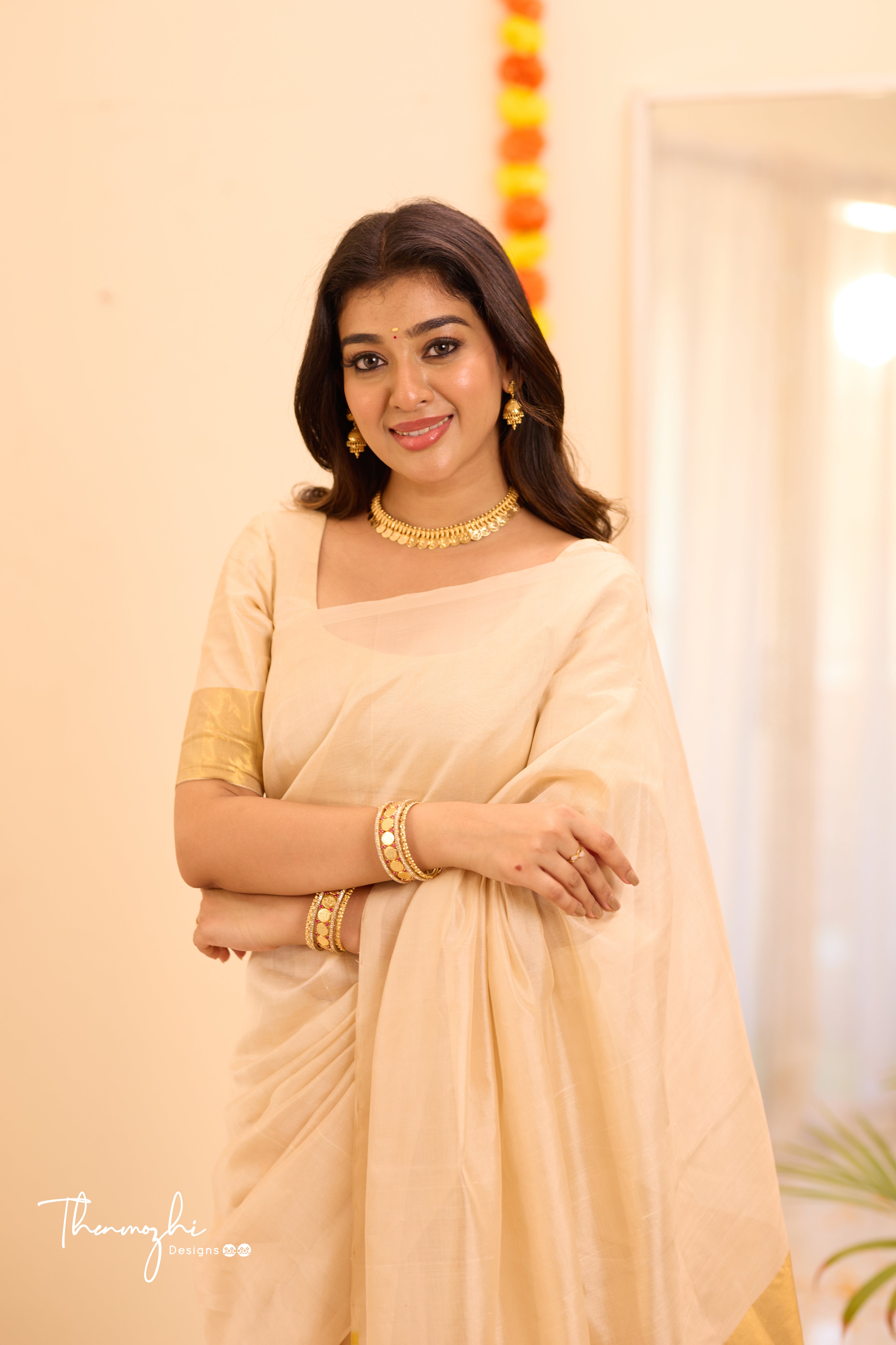 Kanchi Silk Cotton Half White Saree