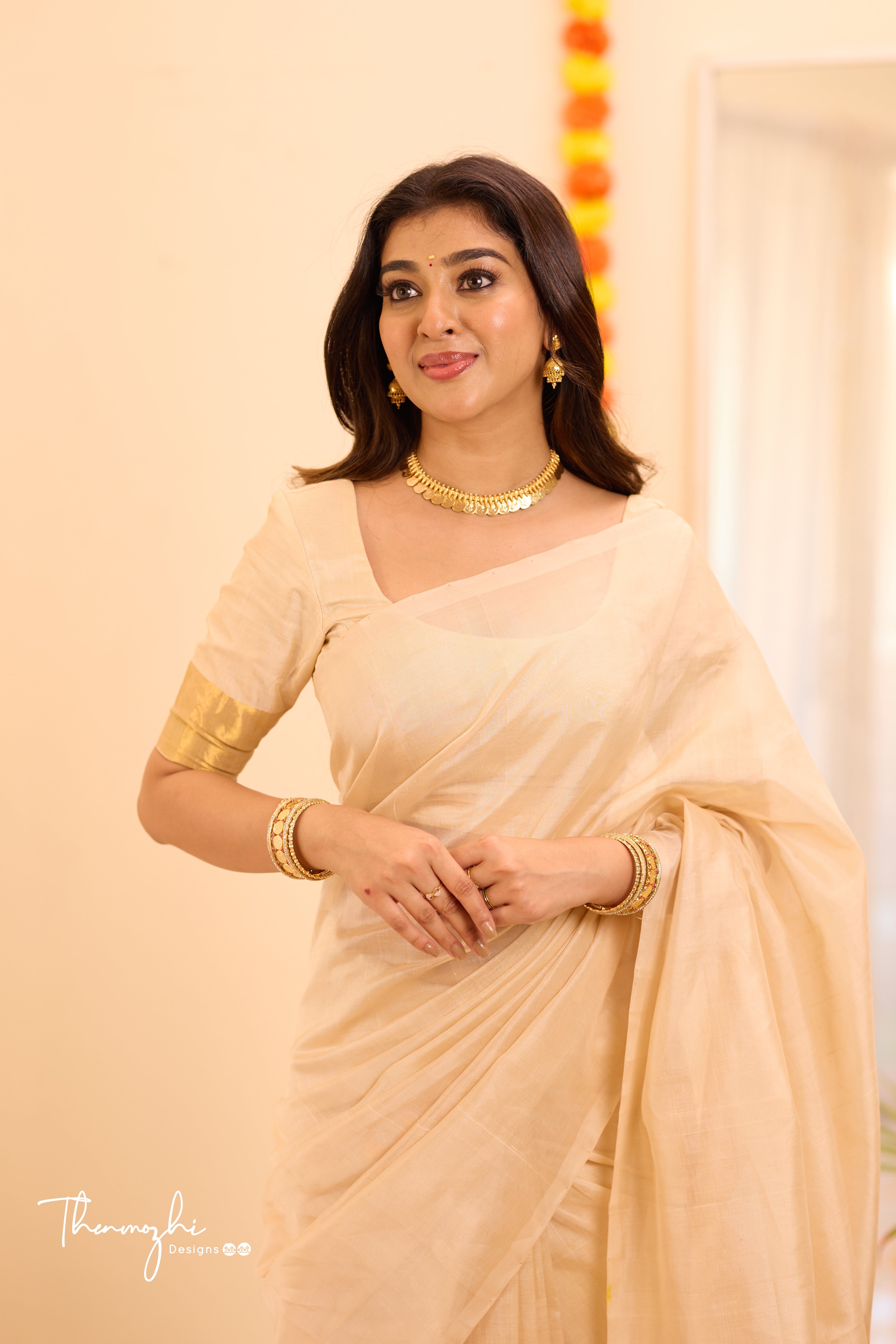 Kanchi Silk Cotton Half White Saree