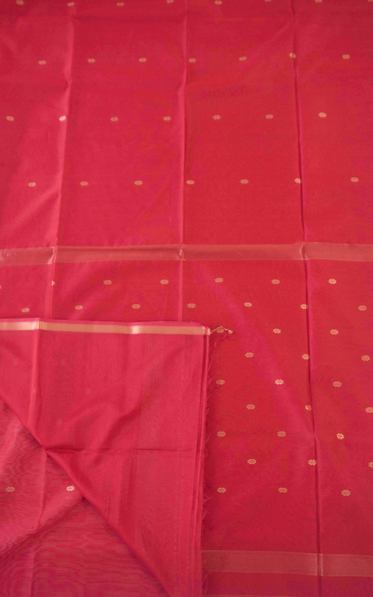 Ethnic Ruby Red Maheshwari Silk Cotton Saree