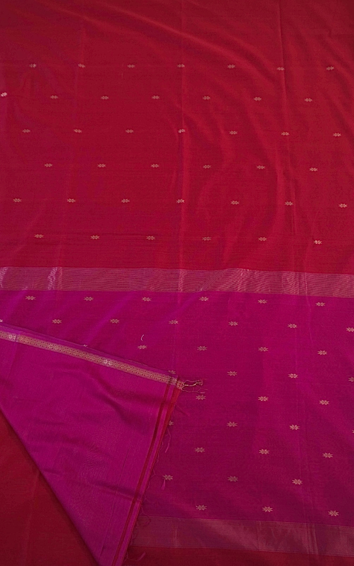 Ethnic Red and Pink Maheshwari Silk Cotton Saree