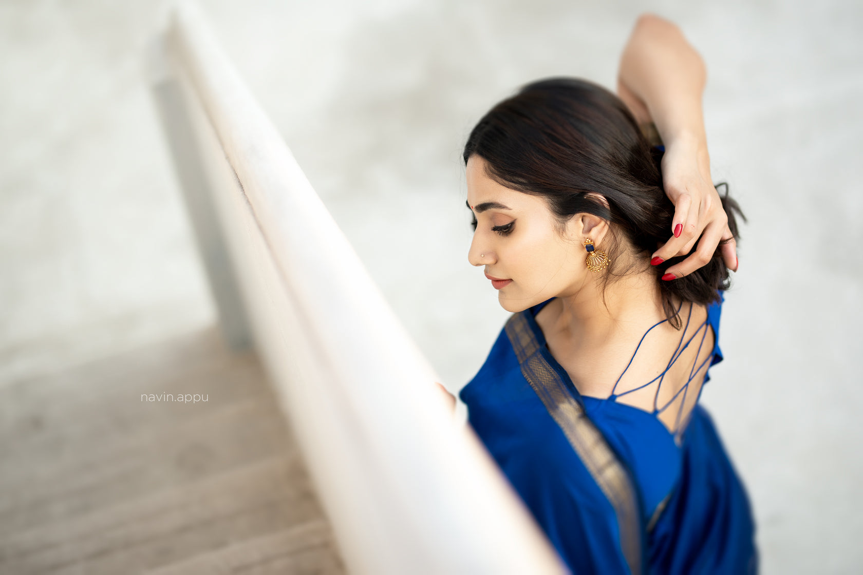 Blue Magic Maheshwari Silk Cotton Saree with Jute Pallu