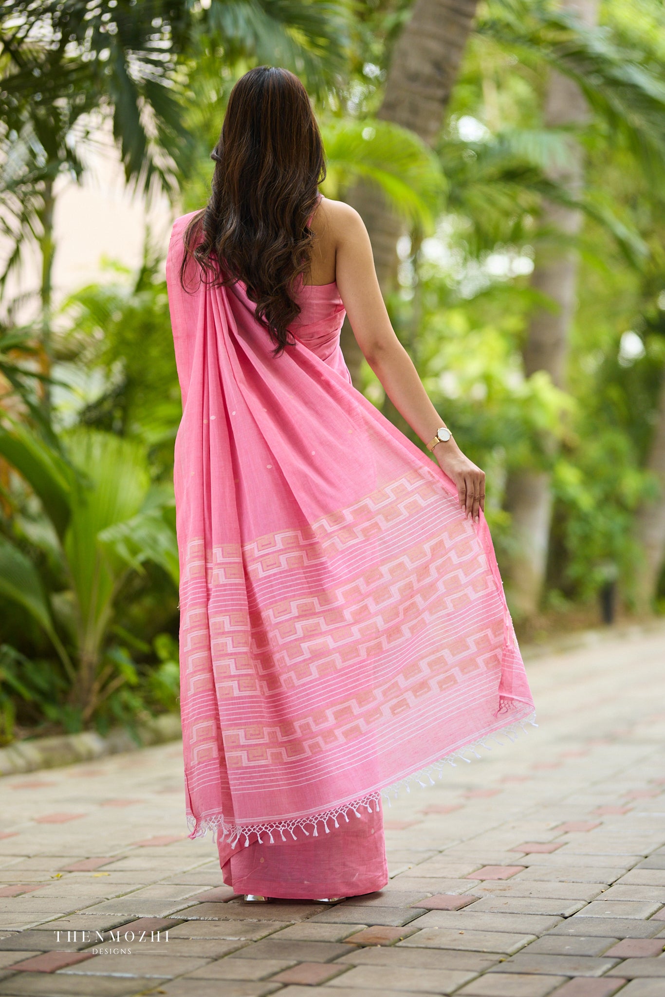 Peachy Pink Bengal Cotton Saree