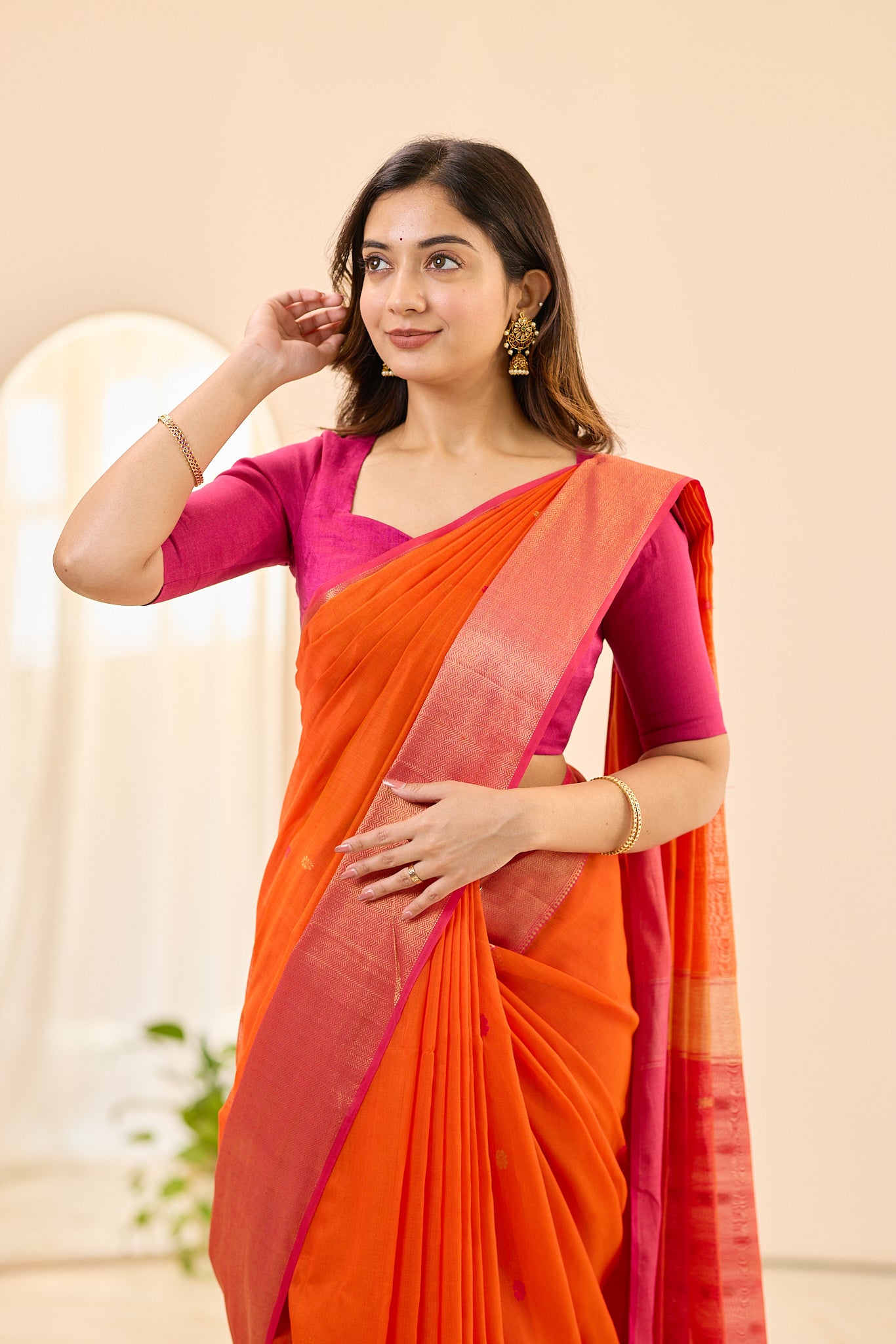 Pink Chanderi Tissue Blouse