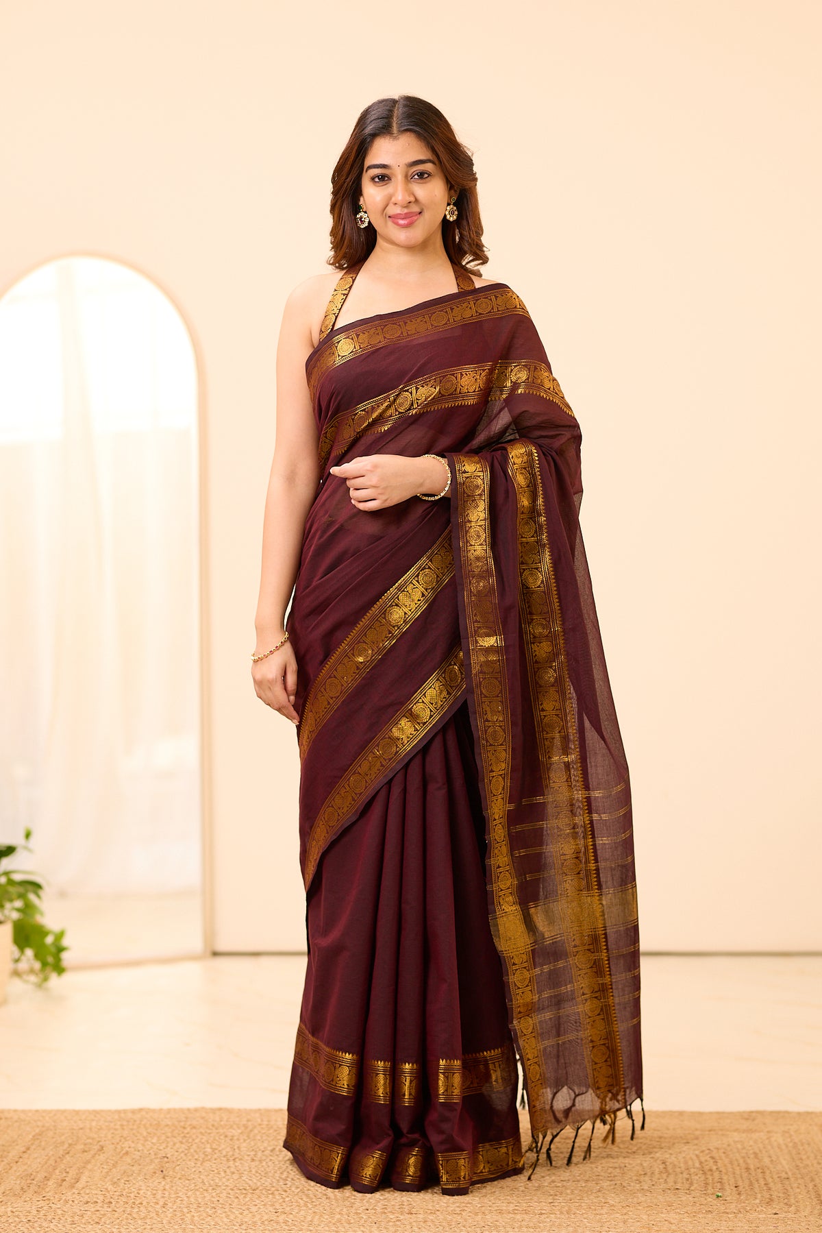 Rich Coffee Brown Chettinad Cotton Saree