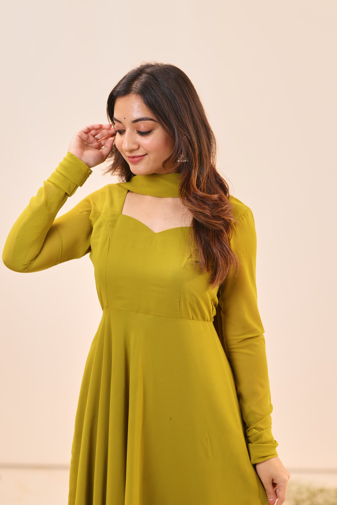 Olive Green Georgette Anarkali