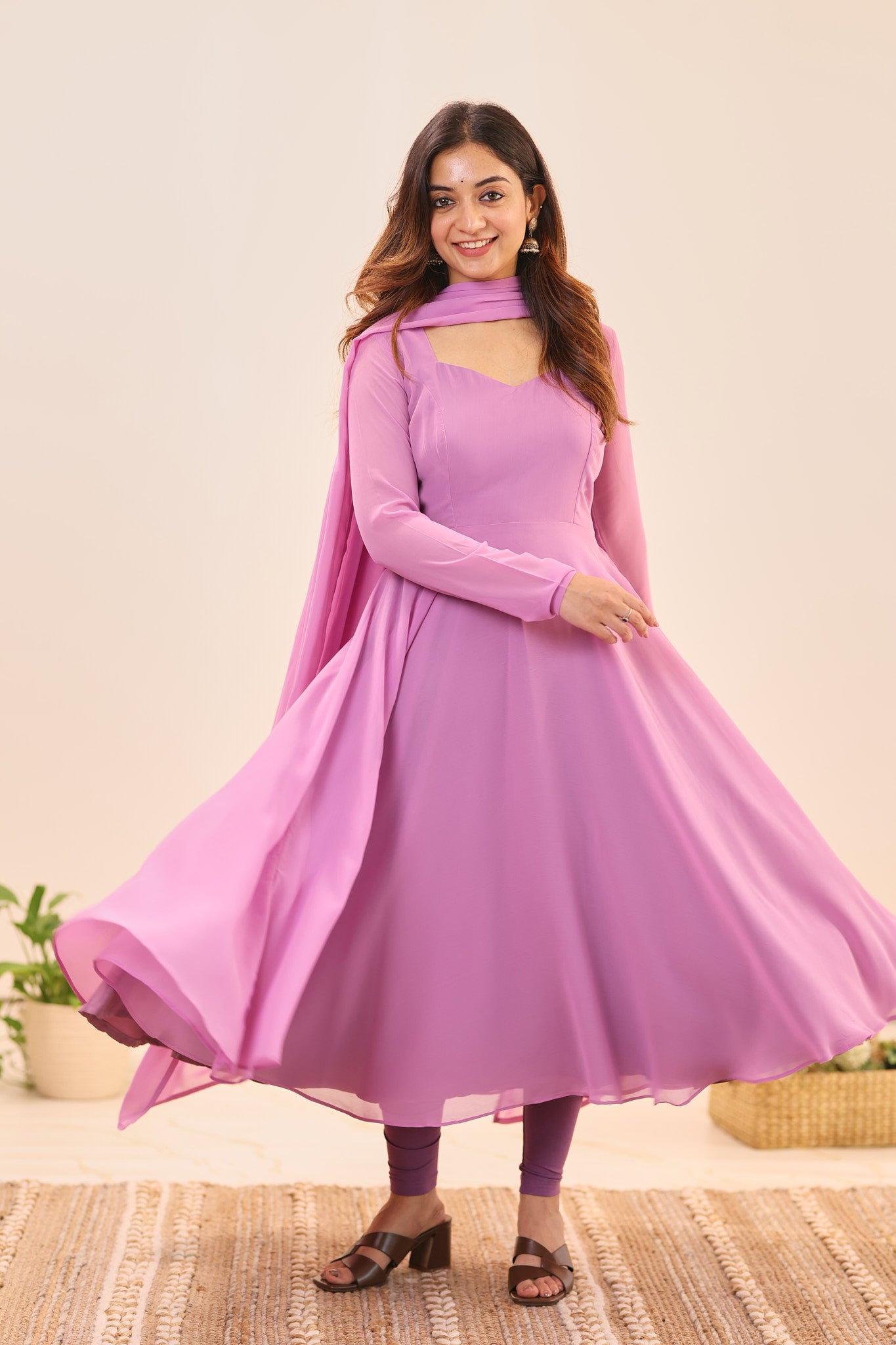 Royal Lilac Georgette Anarkali