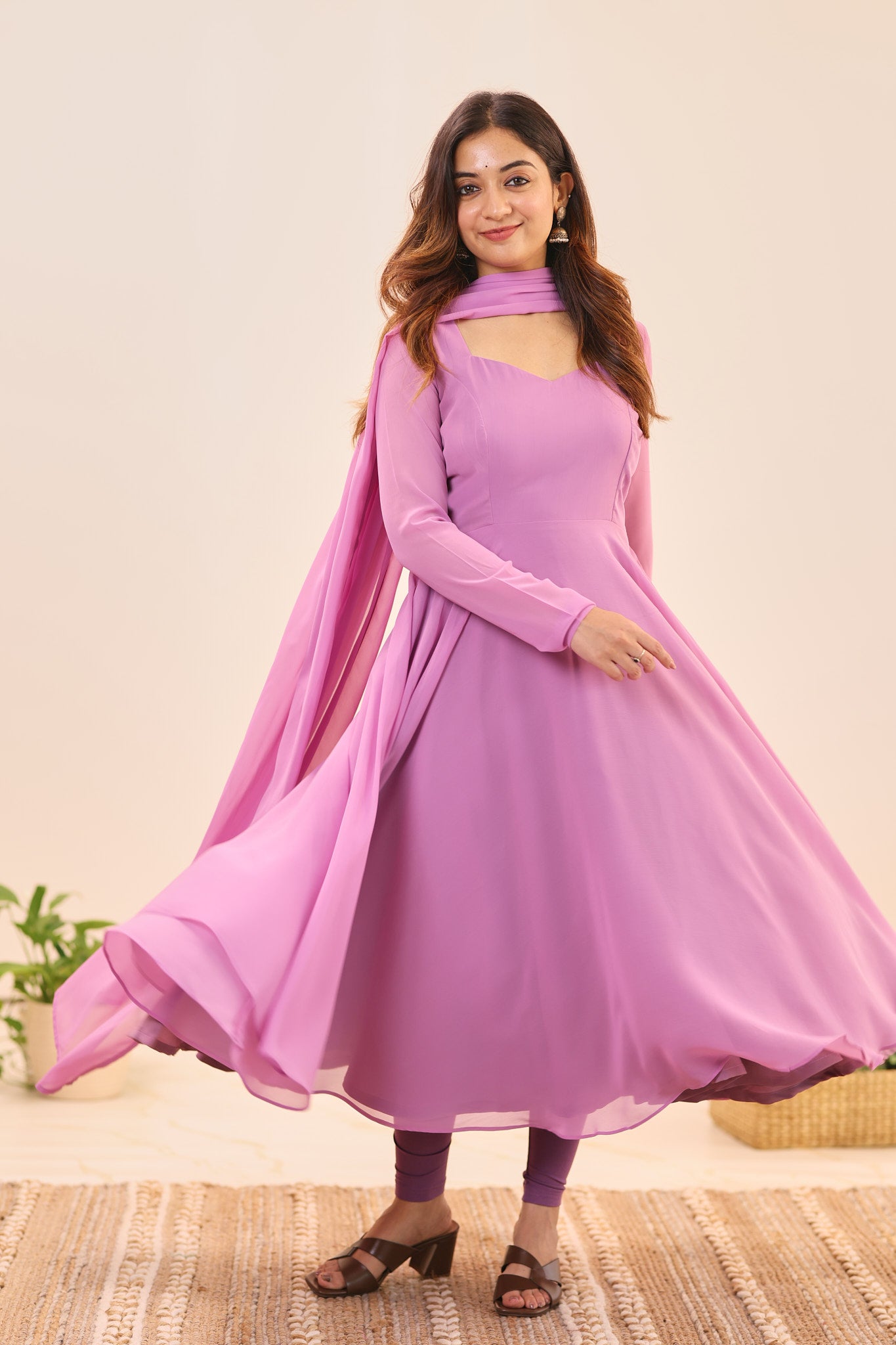 Royal Lilac Georgette Anarkali
