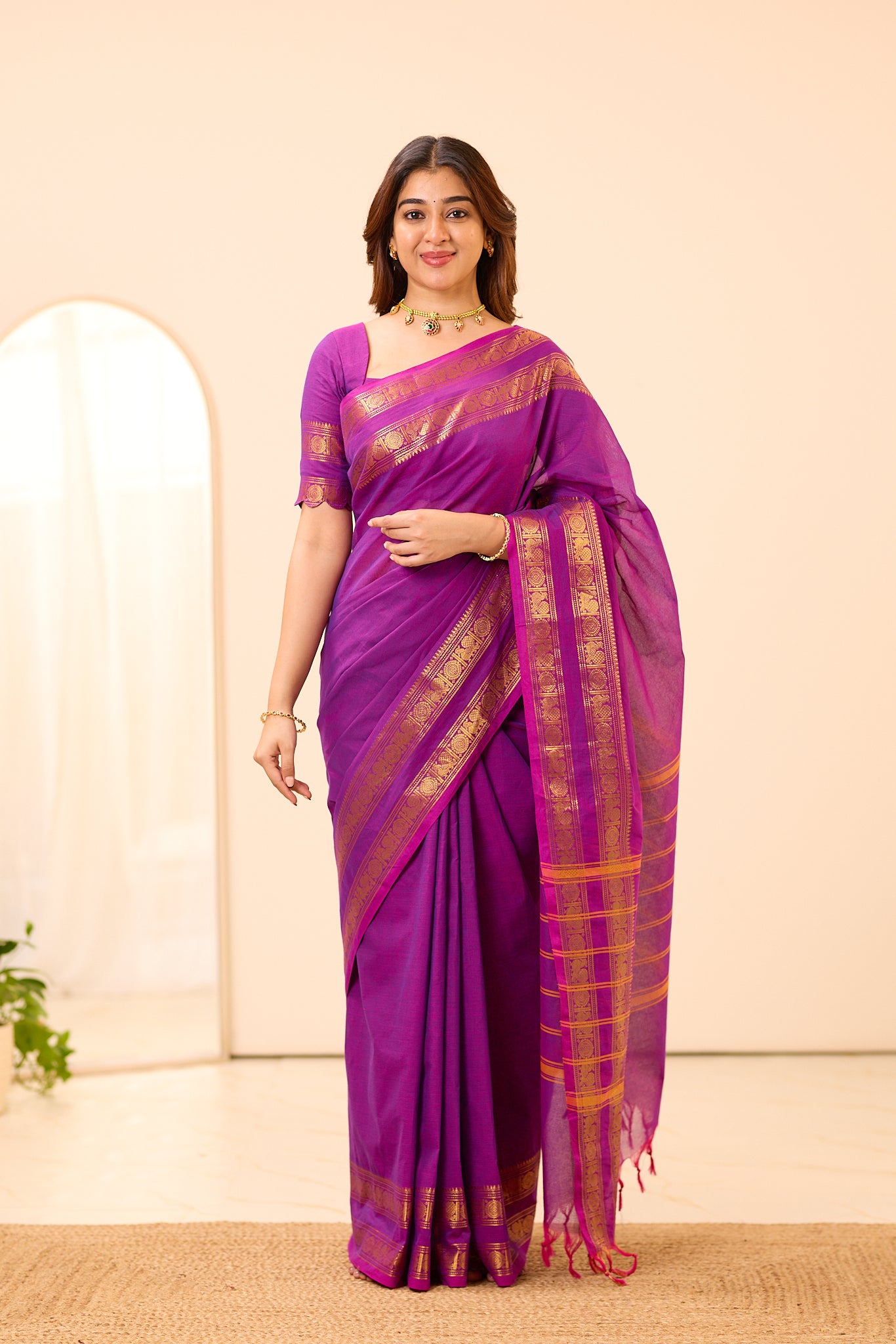 Imperial Purple Chettinad Cotton Saree