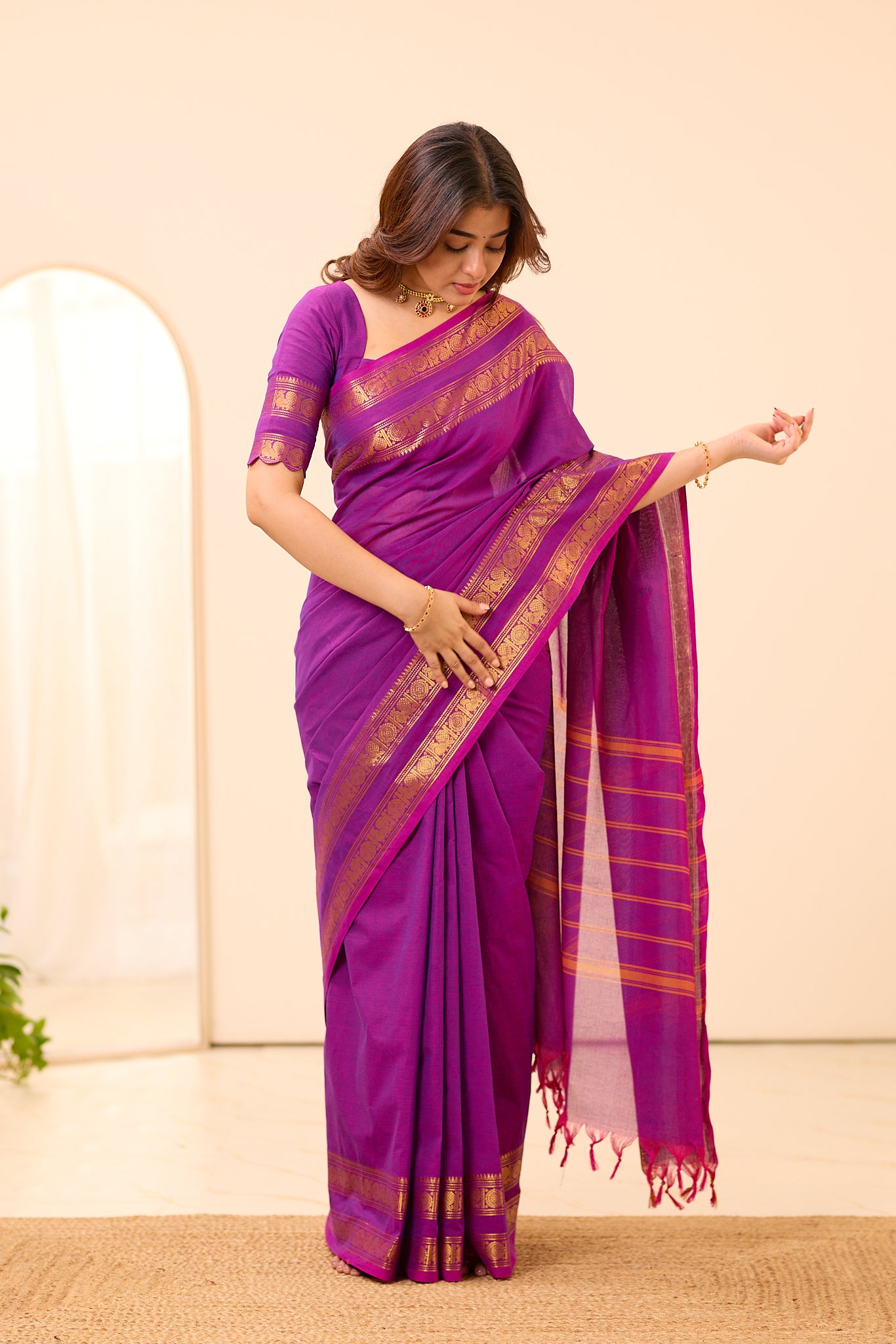 Imperial Purple Chettinad Cotton Saree