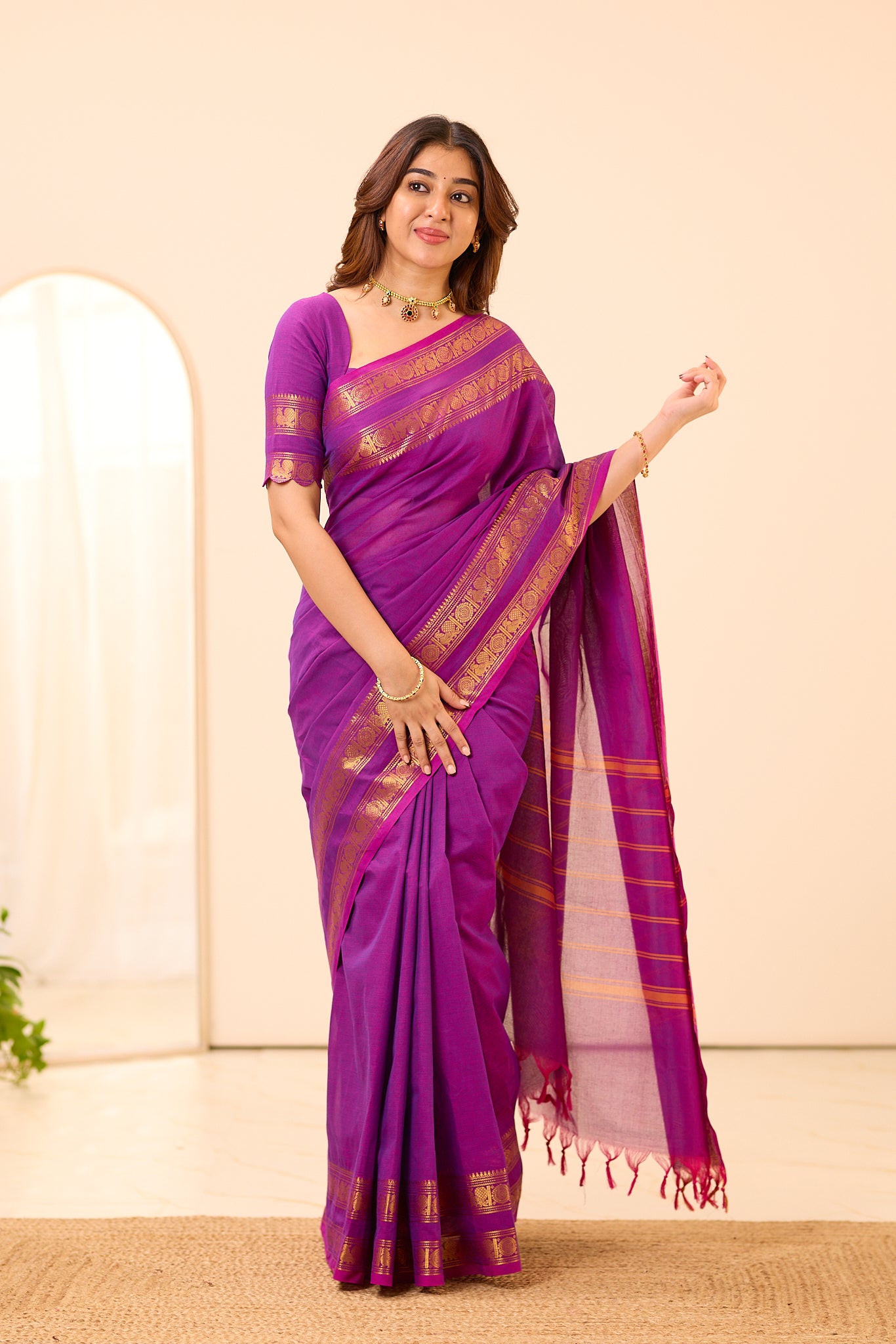 Imperial Purple Chettinad Cotton Saree