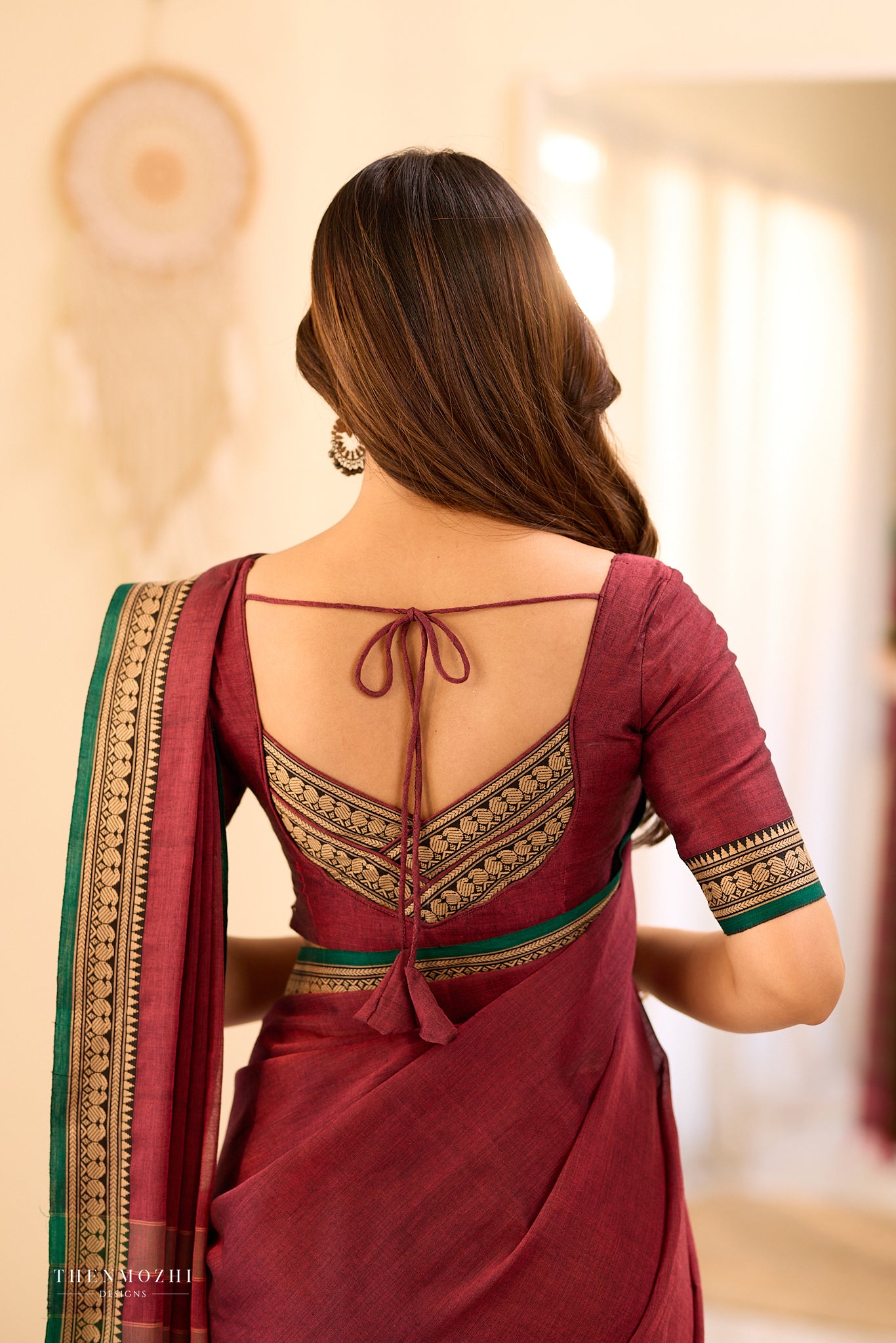 Maroon Narayanpet Manga Border Saree