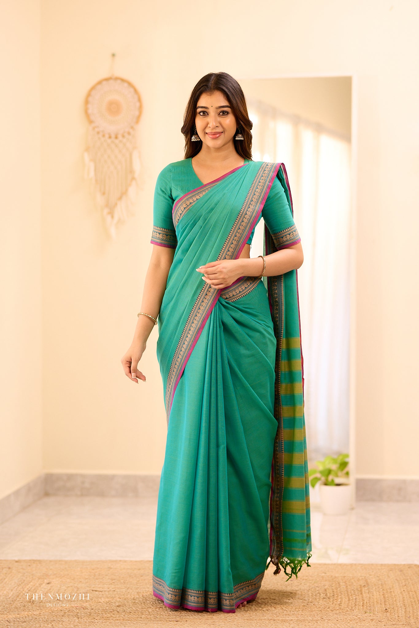 Sea Green Narayanpet Saree