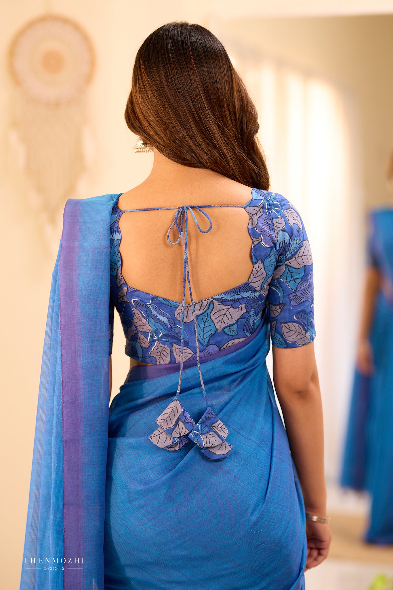 Blue Mangalagiri Plain Cotton Saree