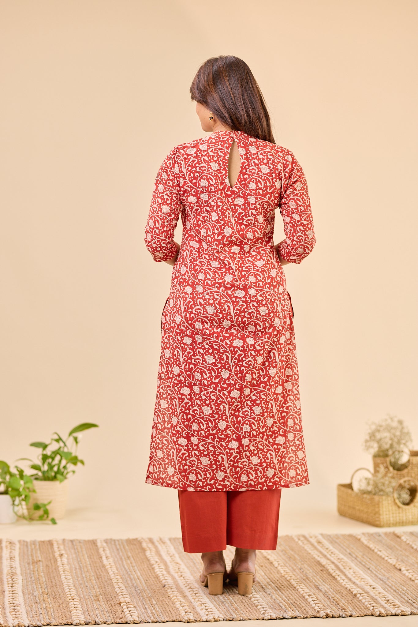 Maroon Bagru Hand-Block Printed Kurti