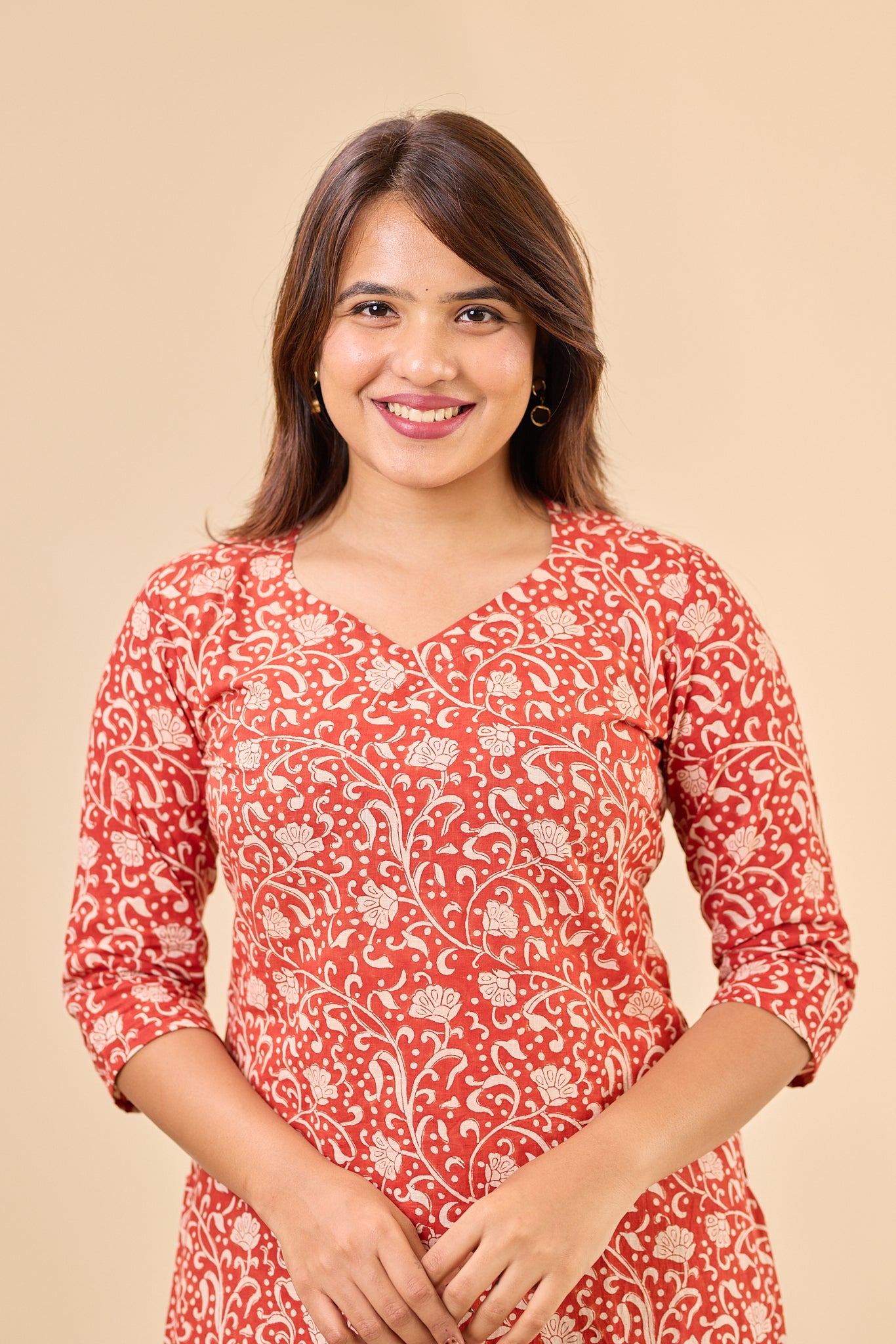 Maroon Bagru Hand-Block Printed Kurti