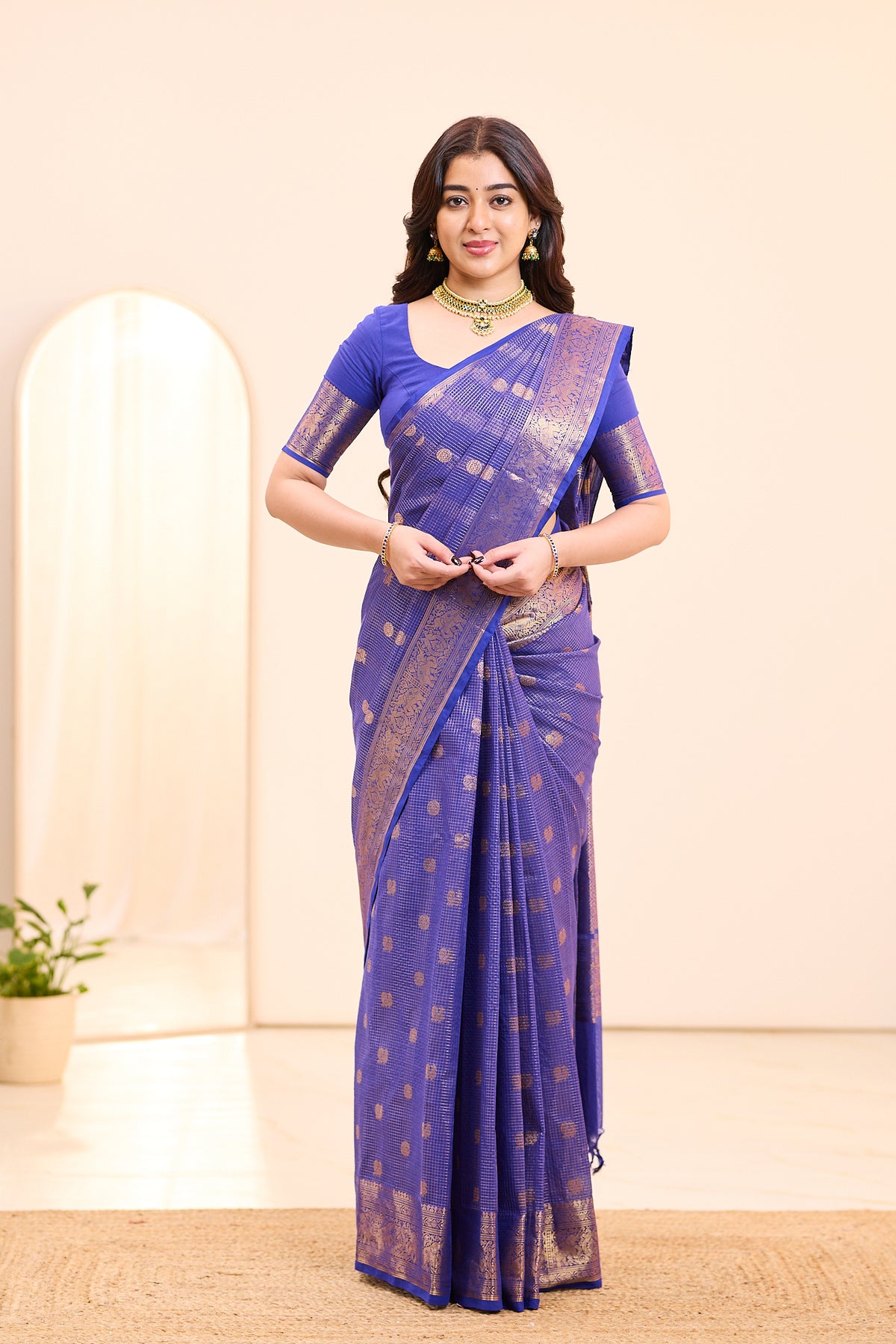 Blueberry Purple Chettinad Cotton Saree