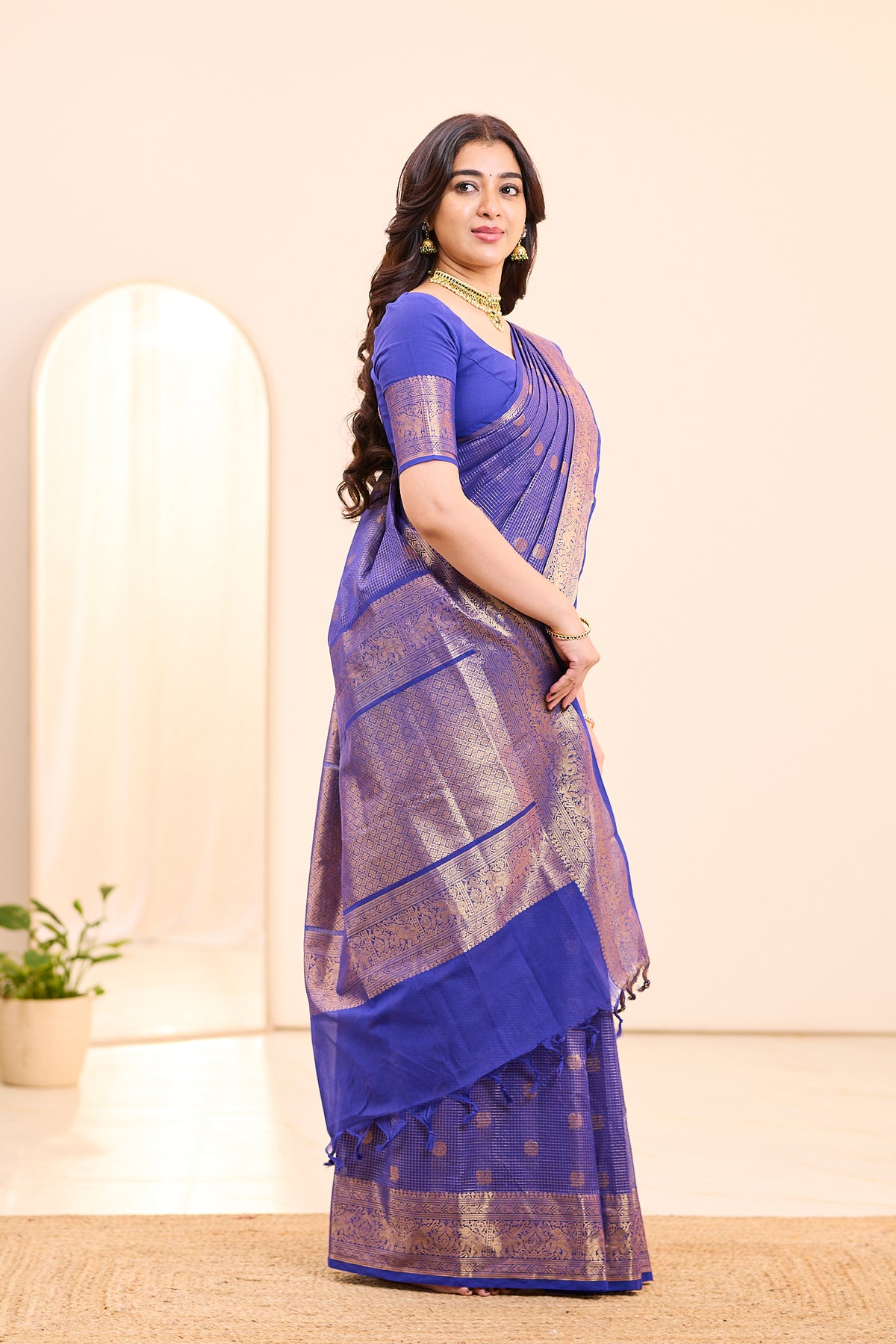 Blueberry Purple Chettinad Cotton Saree