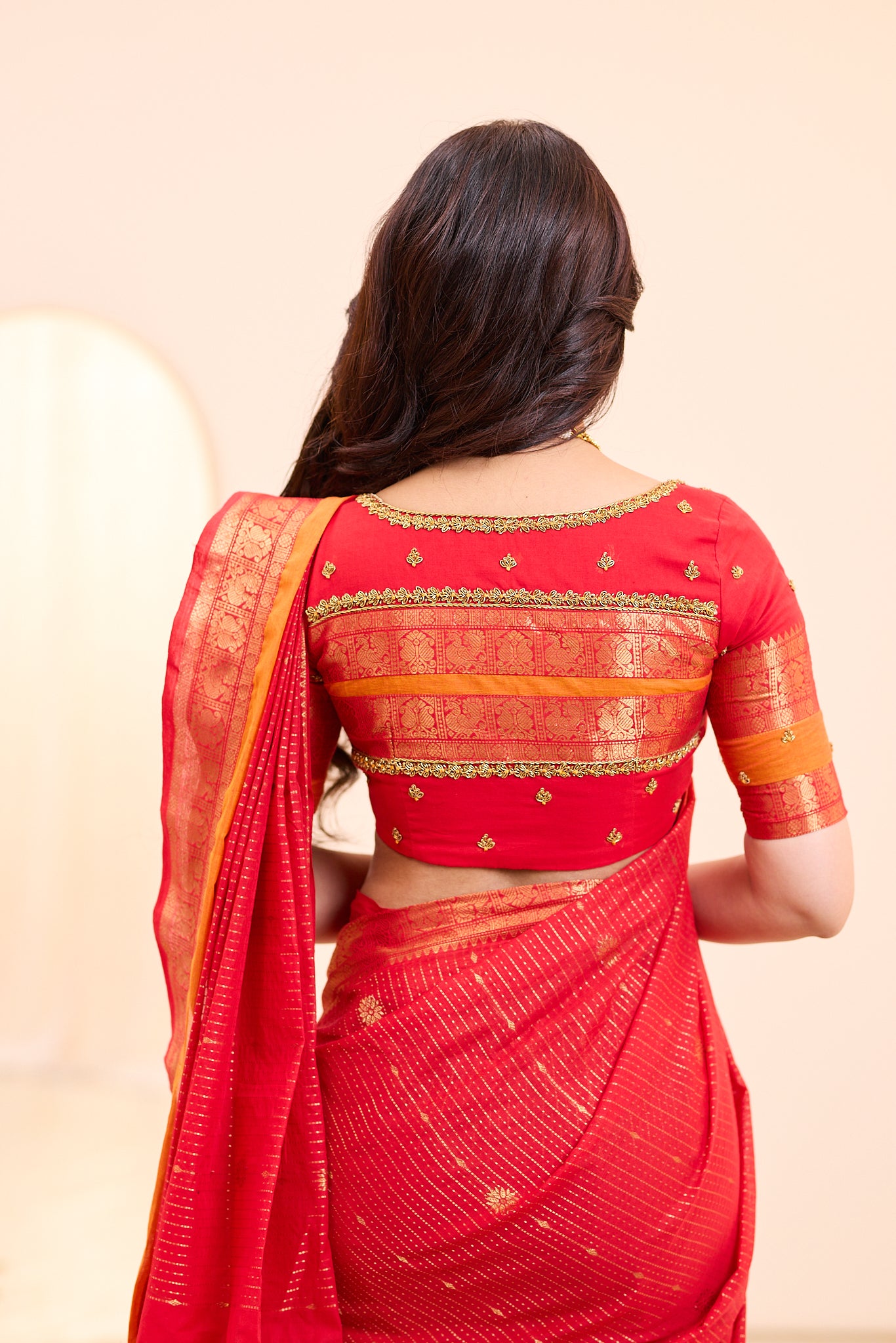 Paprika Red Chettinad Cotton Saree