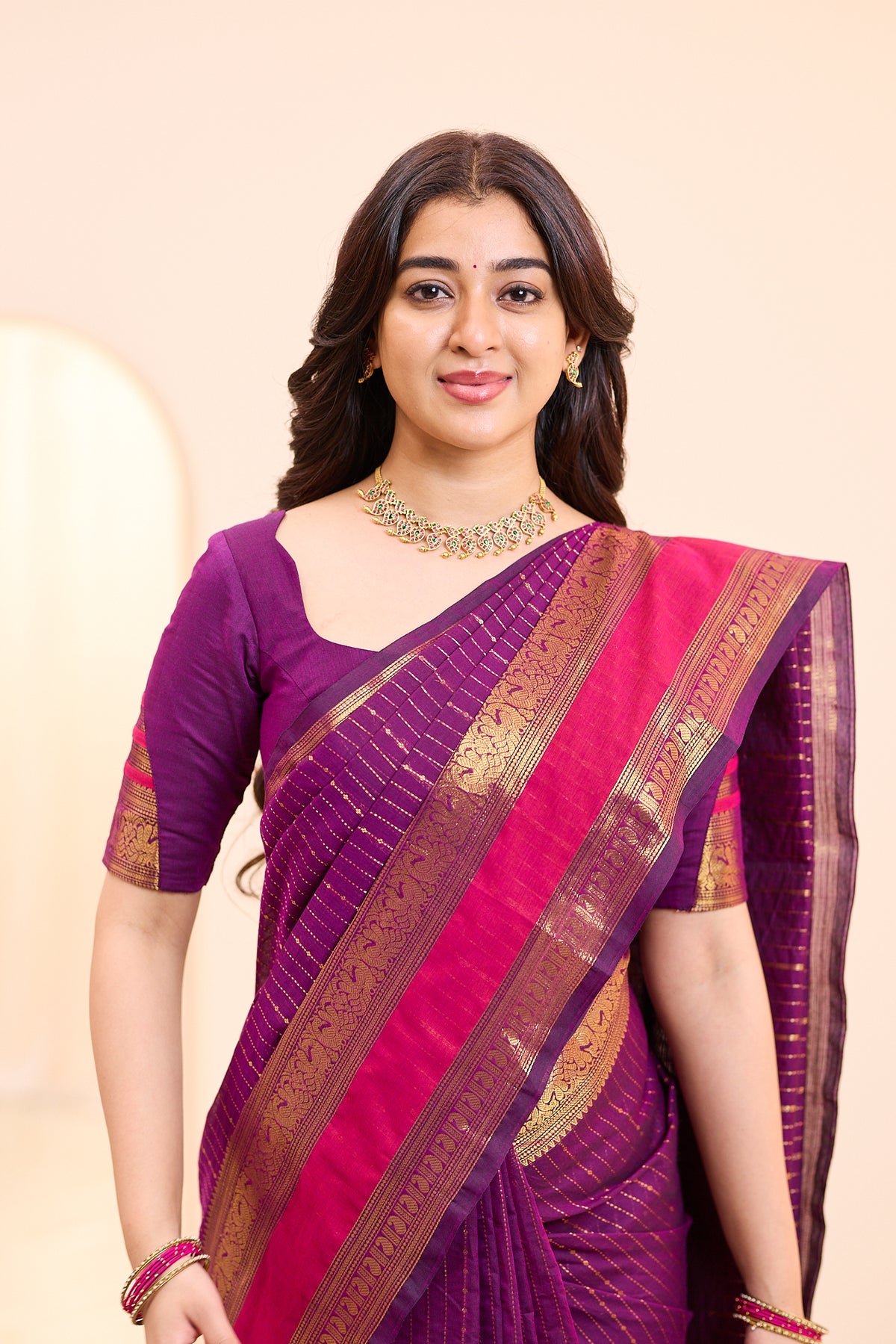 Berry Wine Chettinad Cotton Saree