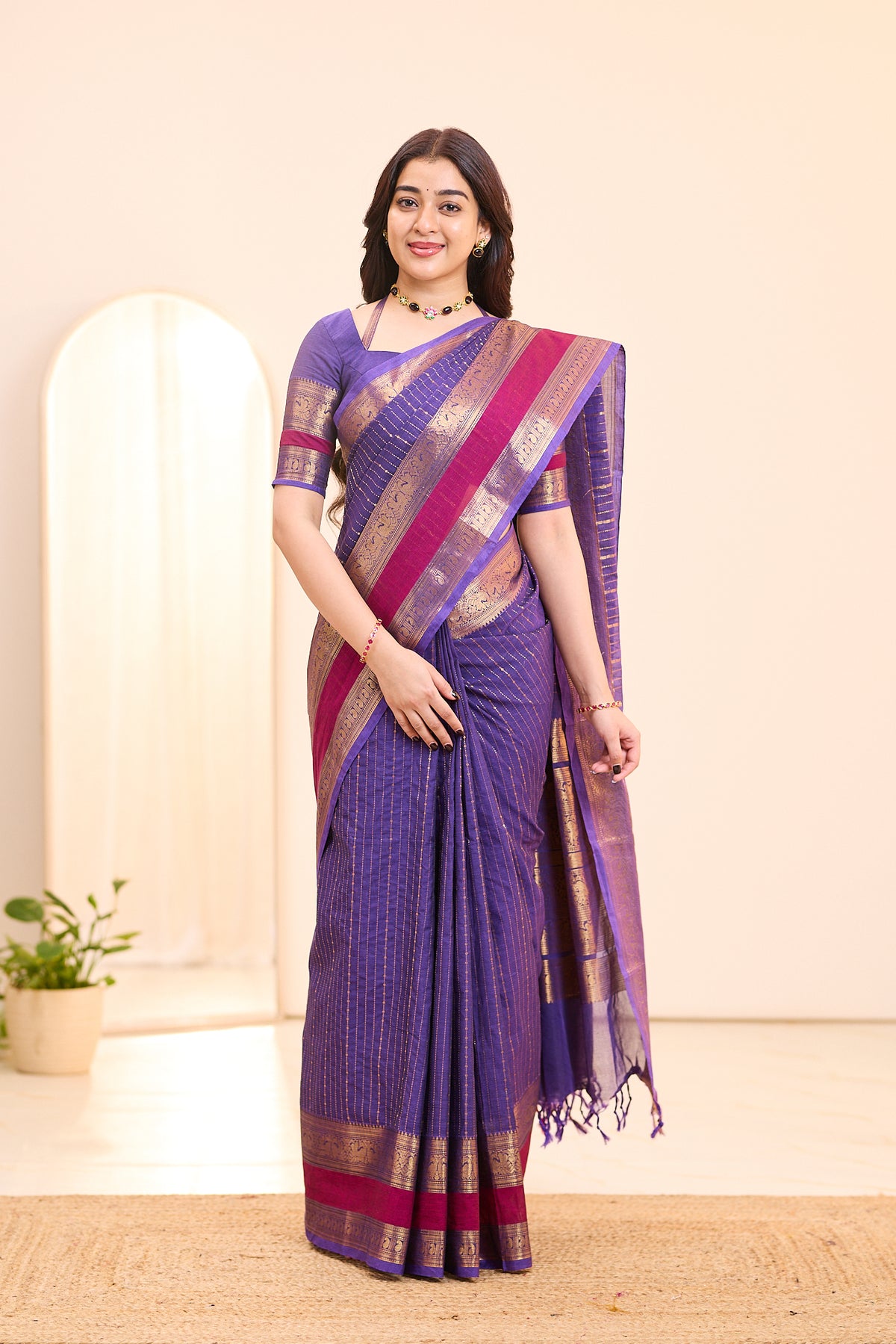 Berry Wine Chettinad Cotton Saree