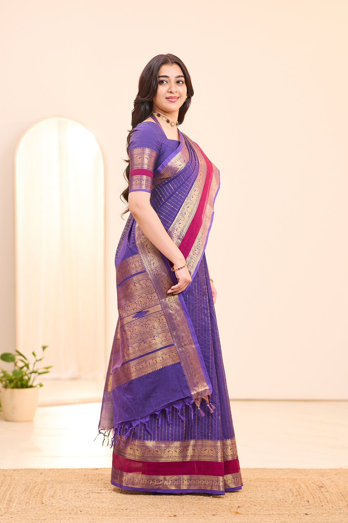 Berry Wine Chettinad Cotton Saree