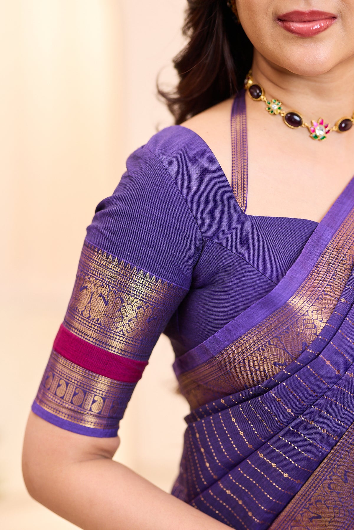 Berry Wine Chettinad Cotton Saree