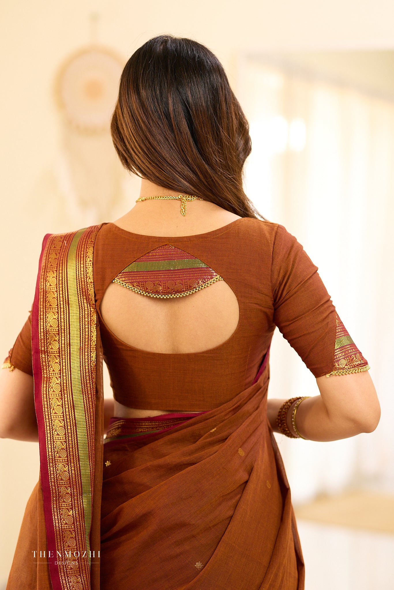 Rust Brown Chettinad Cotton Saree