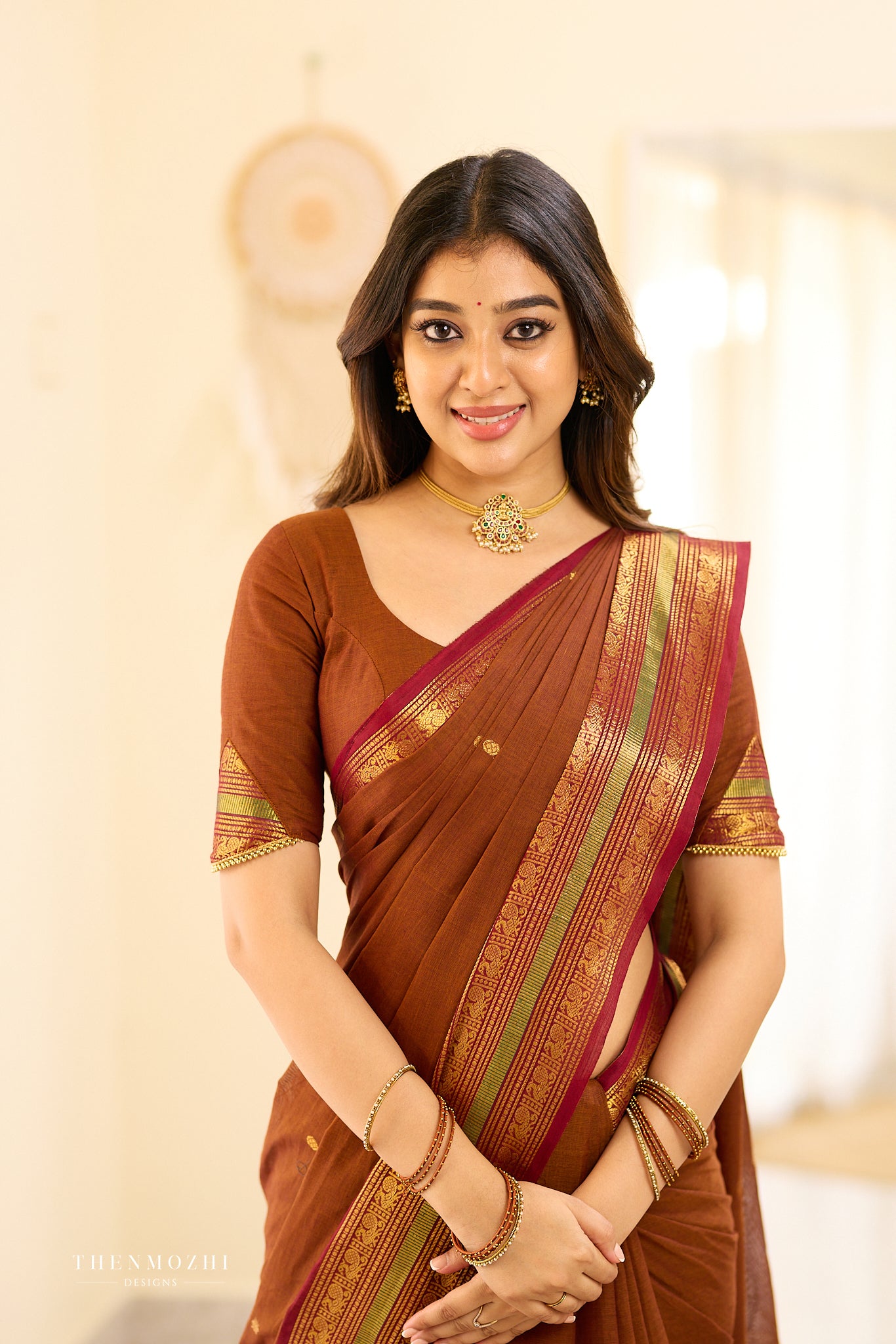 Rust Brown Chettinad Cotton Saree