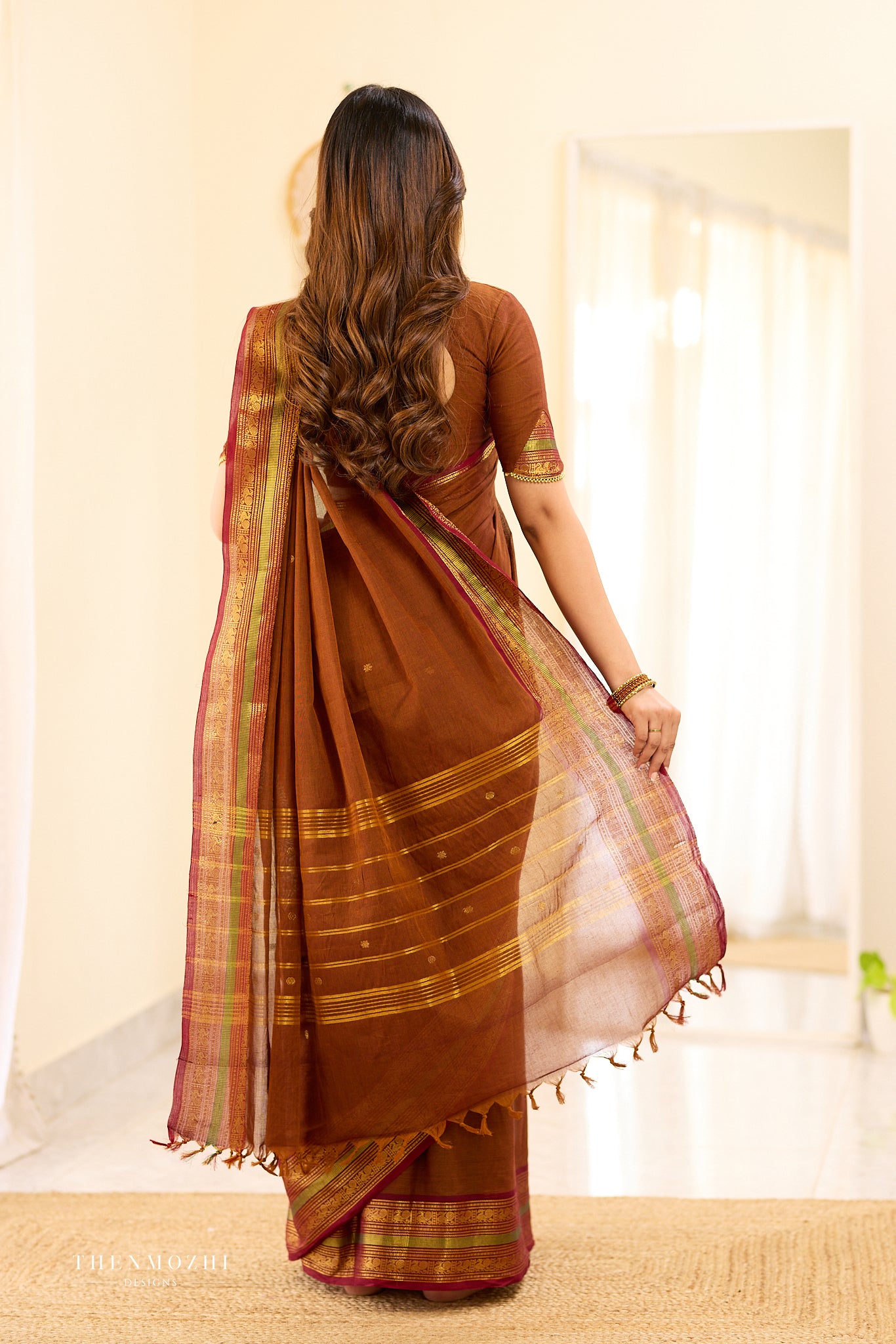 Rust Brown Chettinad Cotton Saree