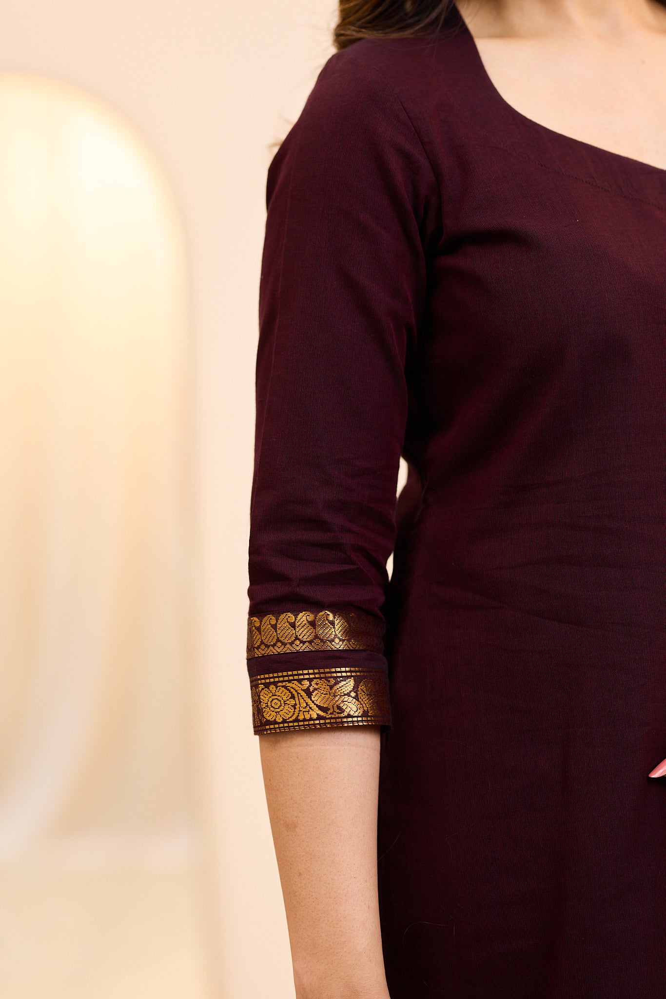Toffee Brown Chettinad Cotton Top and Dupatta