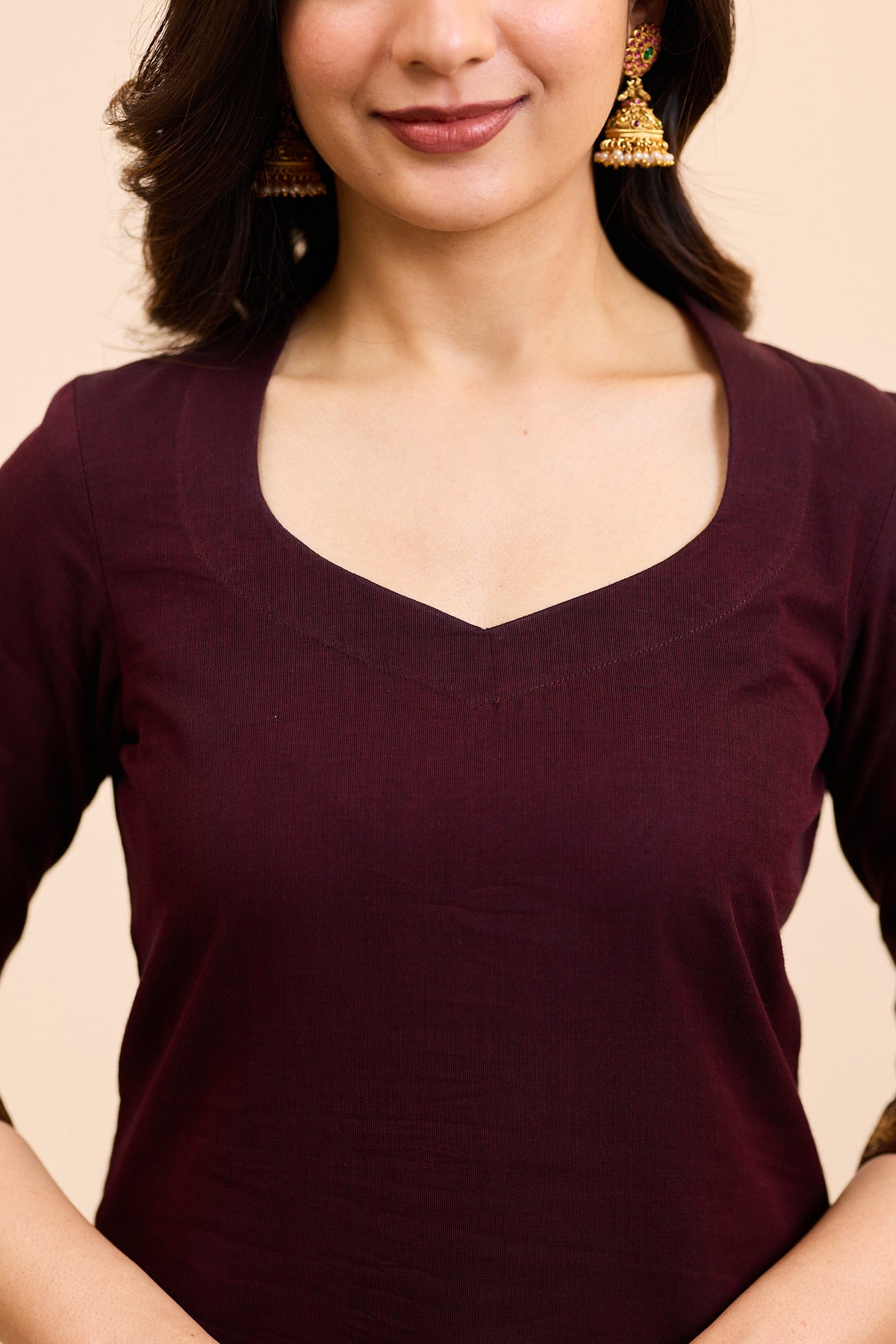 Toffee Brown Chettinad Cotton Top and Dupatta