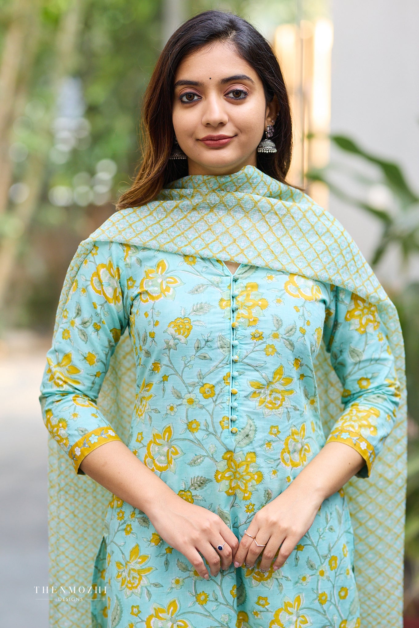 Aqua Bloom Floral Print Dupatta