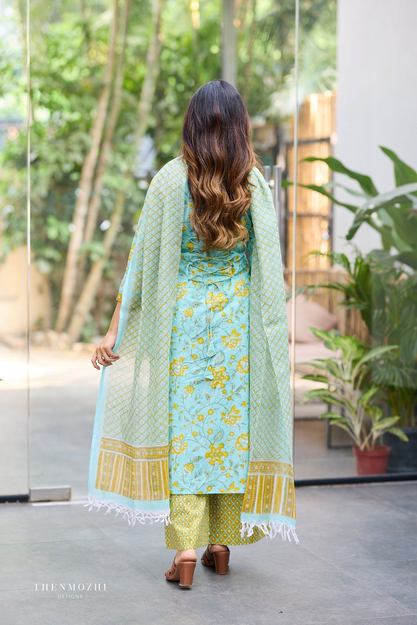 Aqua Bloom Floral Print Dupatta