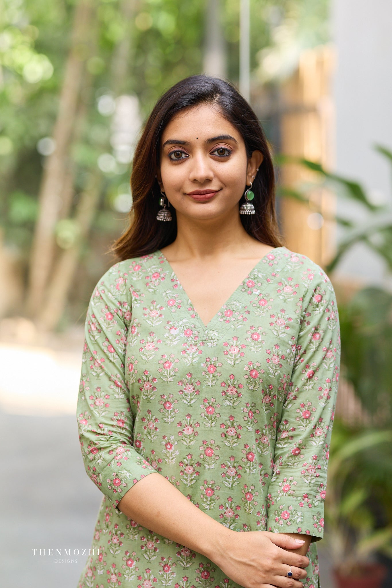 Fern Green Floral Hand Block Co-ord Set