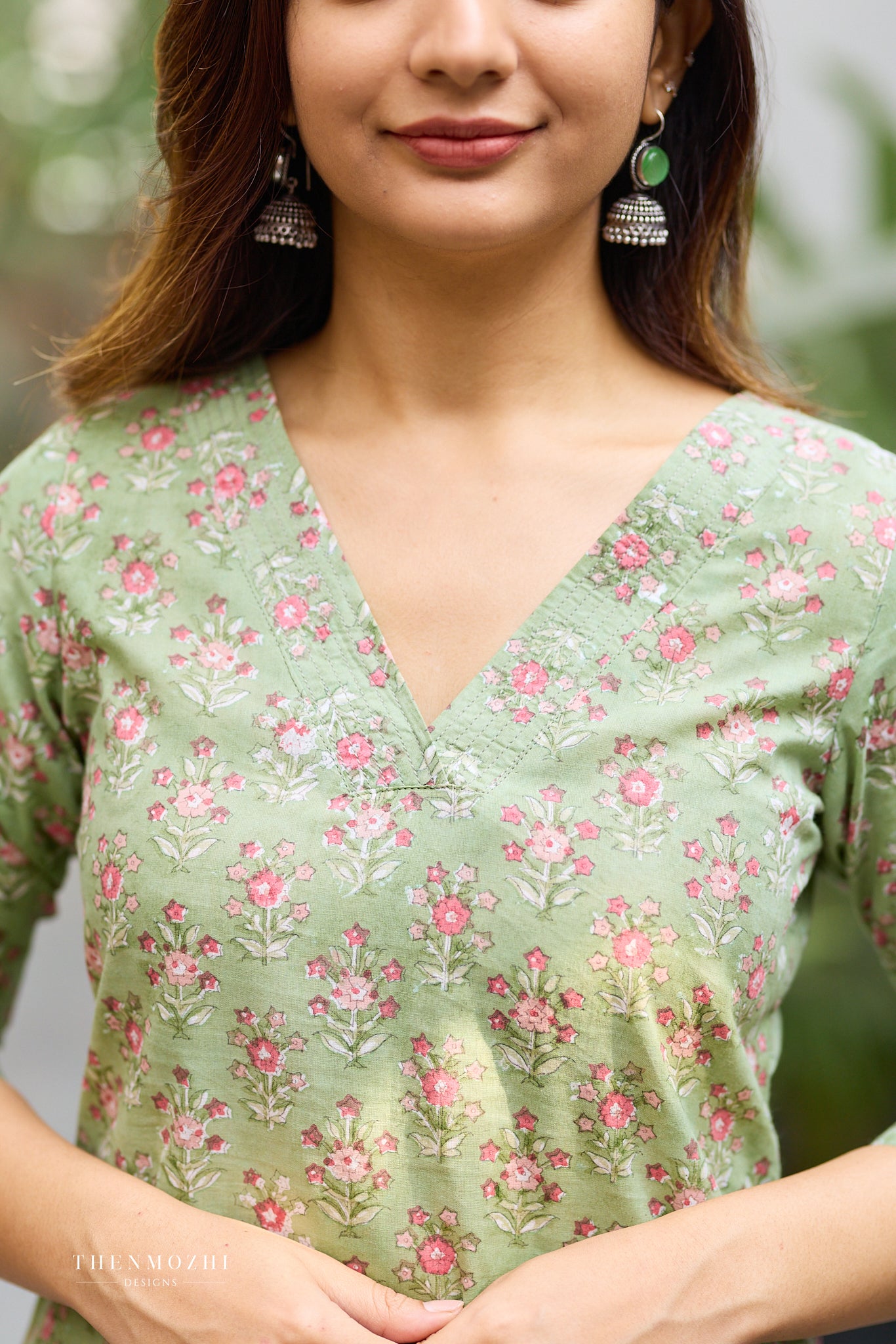 Fern Green Floral Hand Block Co-ord Set