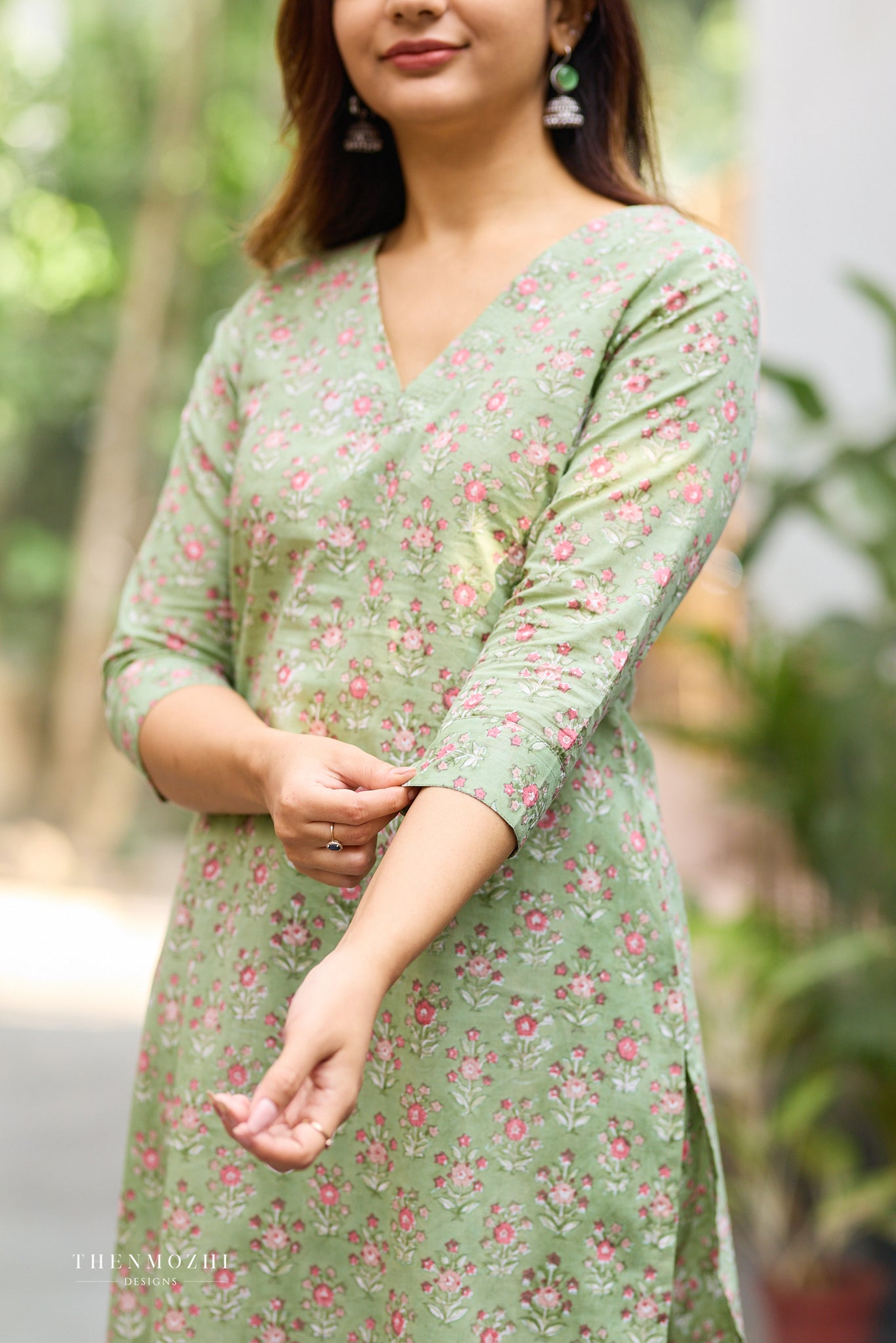 Fern Green Floral Hand Block Co-ord Set